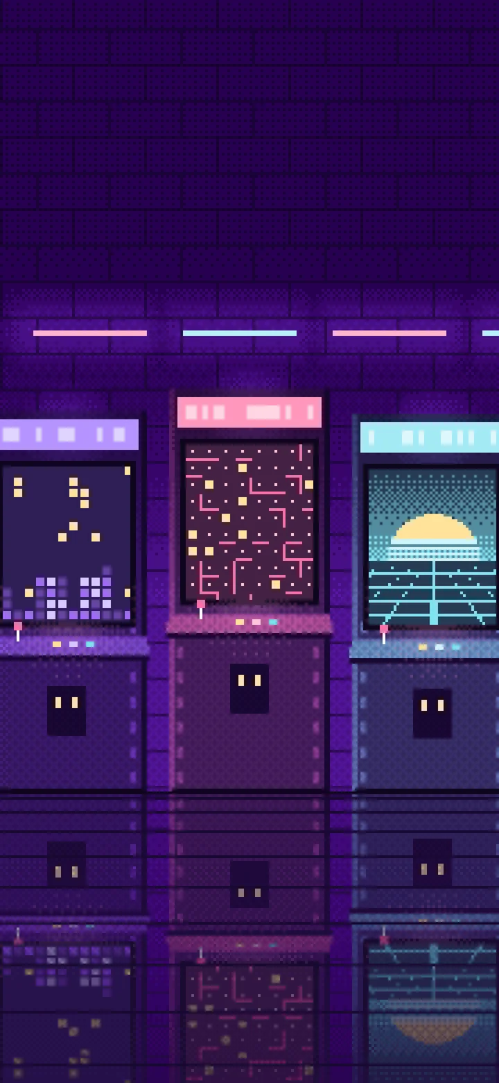 Purple Pixel Art Arcade wallpaper for iPhone and Android