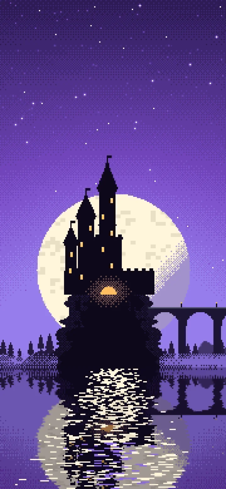 Purple Pixel Art Castle wallpaper for iPhone and Android