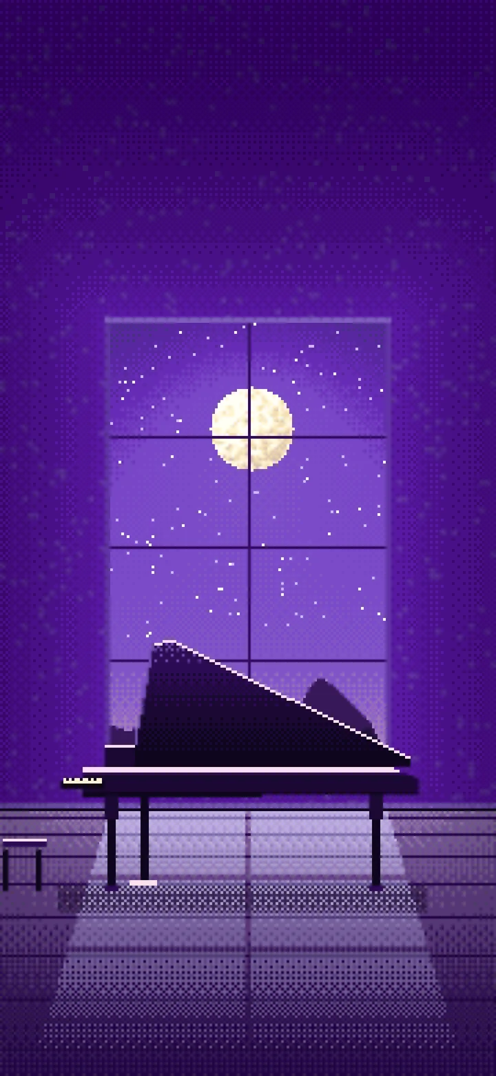 Purple Pixel Art Grand Piano by Moonlight wallpaper for iPhone and Android