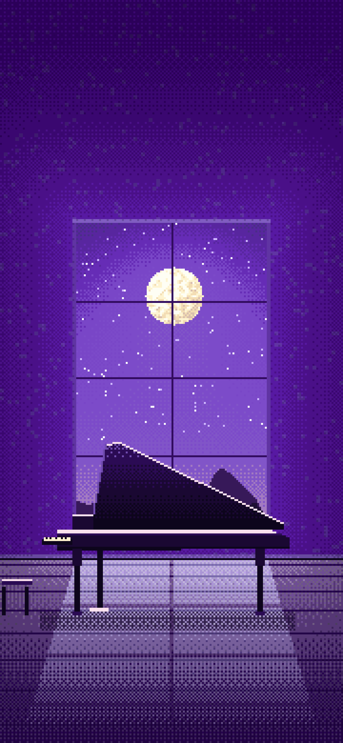 Purple Pixel Art Grand Piano by Moonlight wallpaper for iPhone and Android