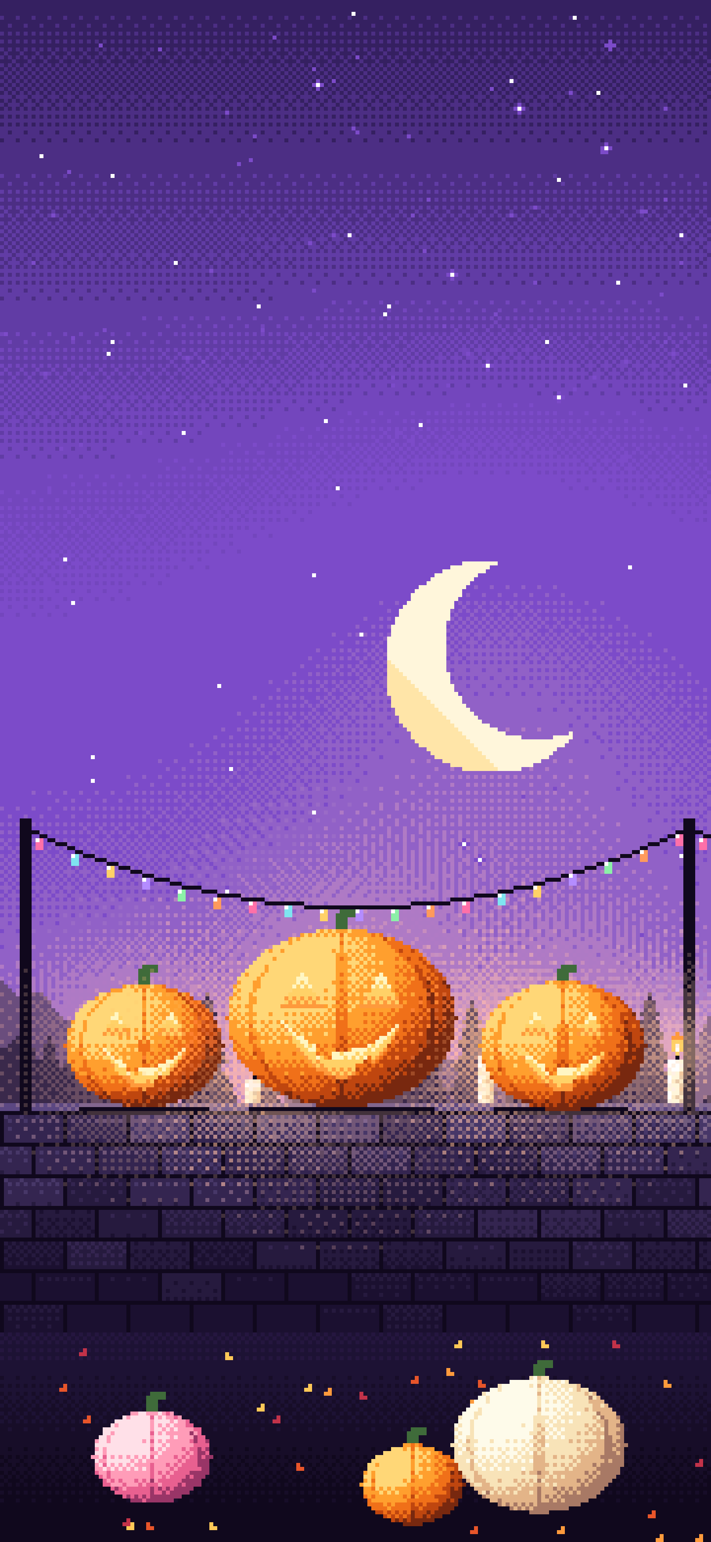 Purple Pixel Art Jack O Lanterns wallpaper for iPhone and Android