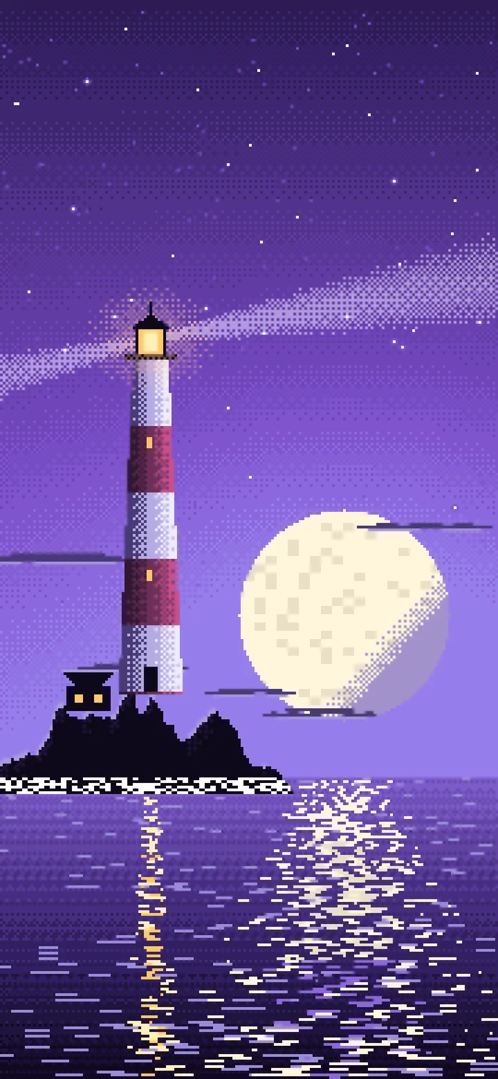 Purple Pixel Art Lighthouse wallpaper for iPhone and Android