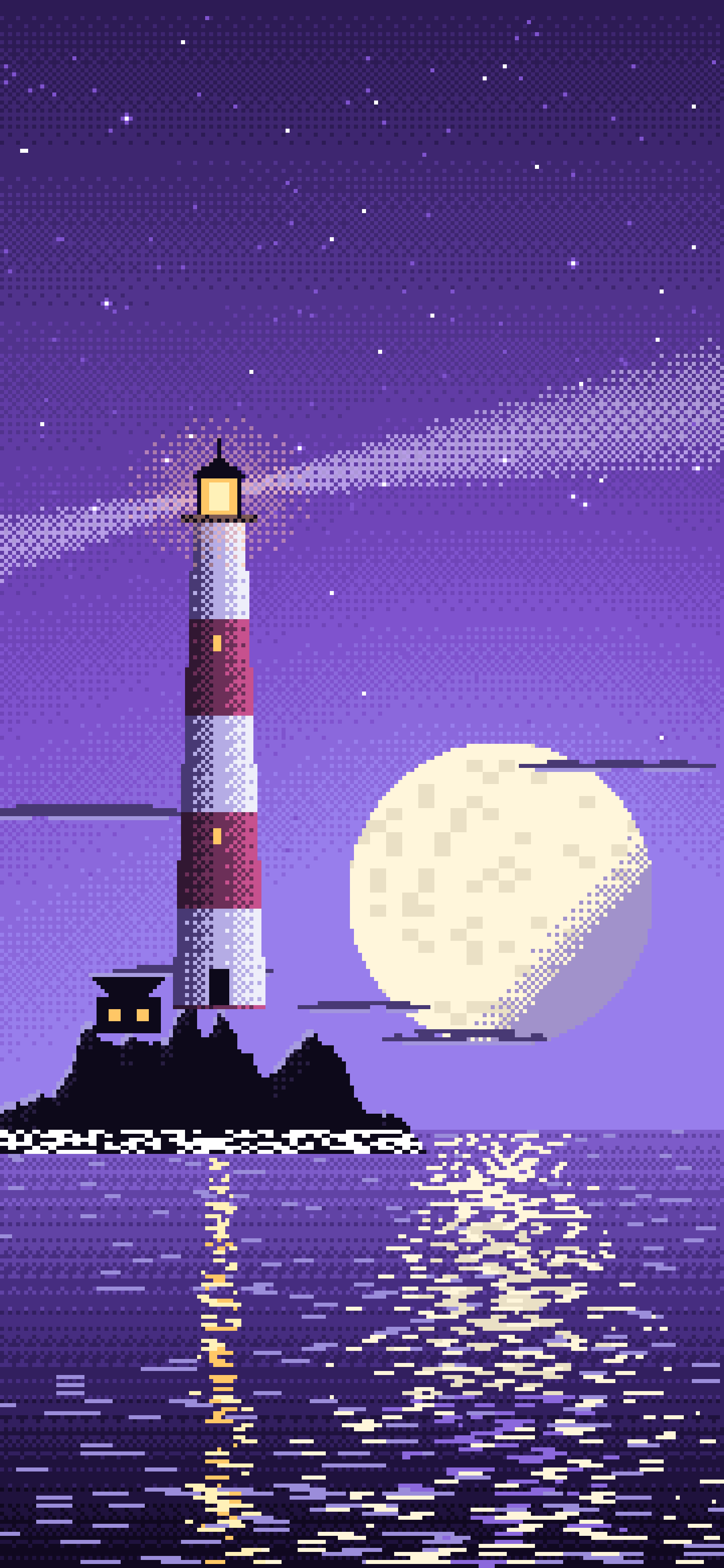 Purple Pixel Art Lighthouse wallpaper for iPhone and Android