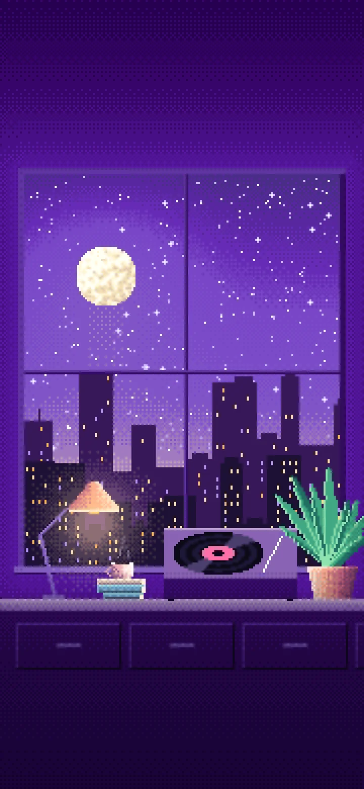 Purple Pixel Art Lofi Room wallpaper for iPhone and Android