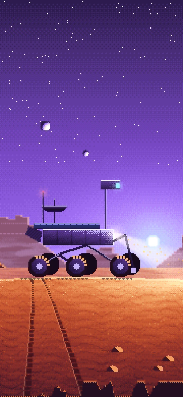 Purple Pixel Art Mars Rover at Dusk wallpaper for iPhone and Android