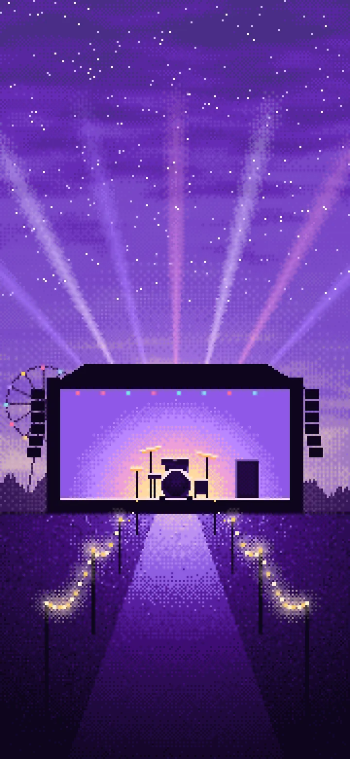 Purple Pixel Art Music Festival wallpaper for iPhone and Android