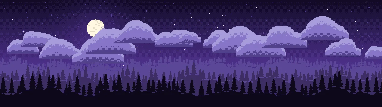 Purple Pixel Art Night Sky dual monitor wallpaper, 7680 × 2160