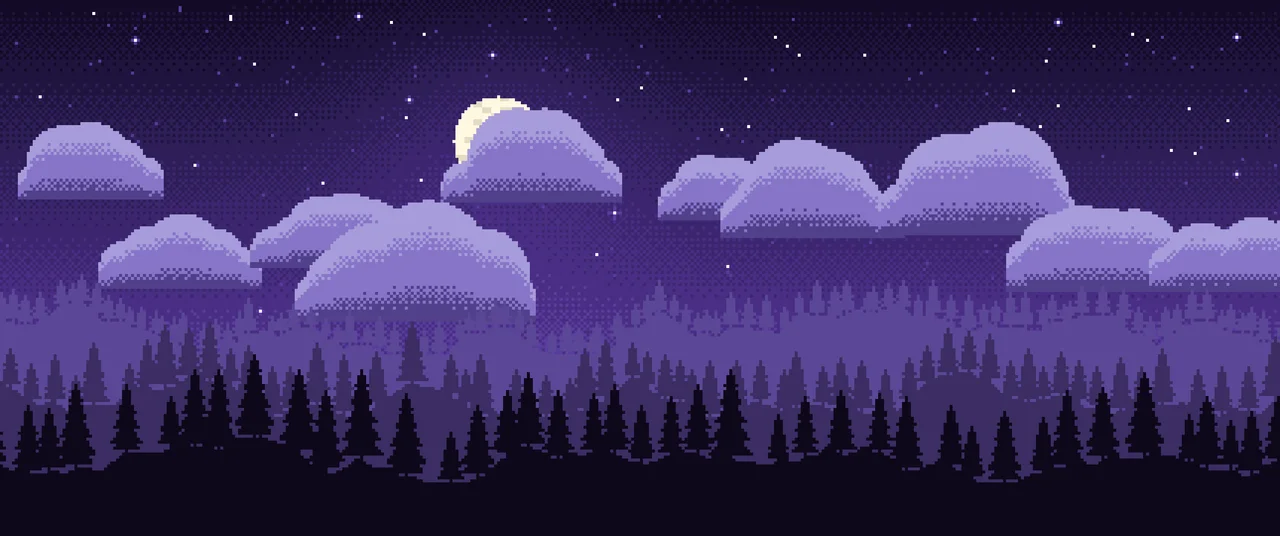 Purple Pixel Art Night Sky ultrawide wallpaper, 3440 × 1440