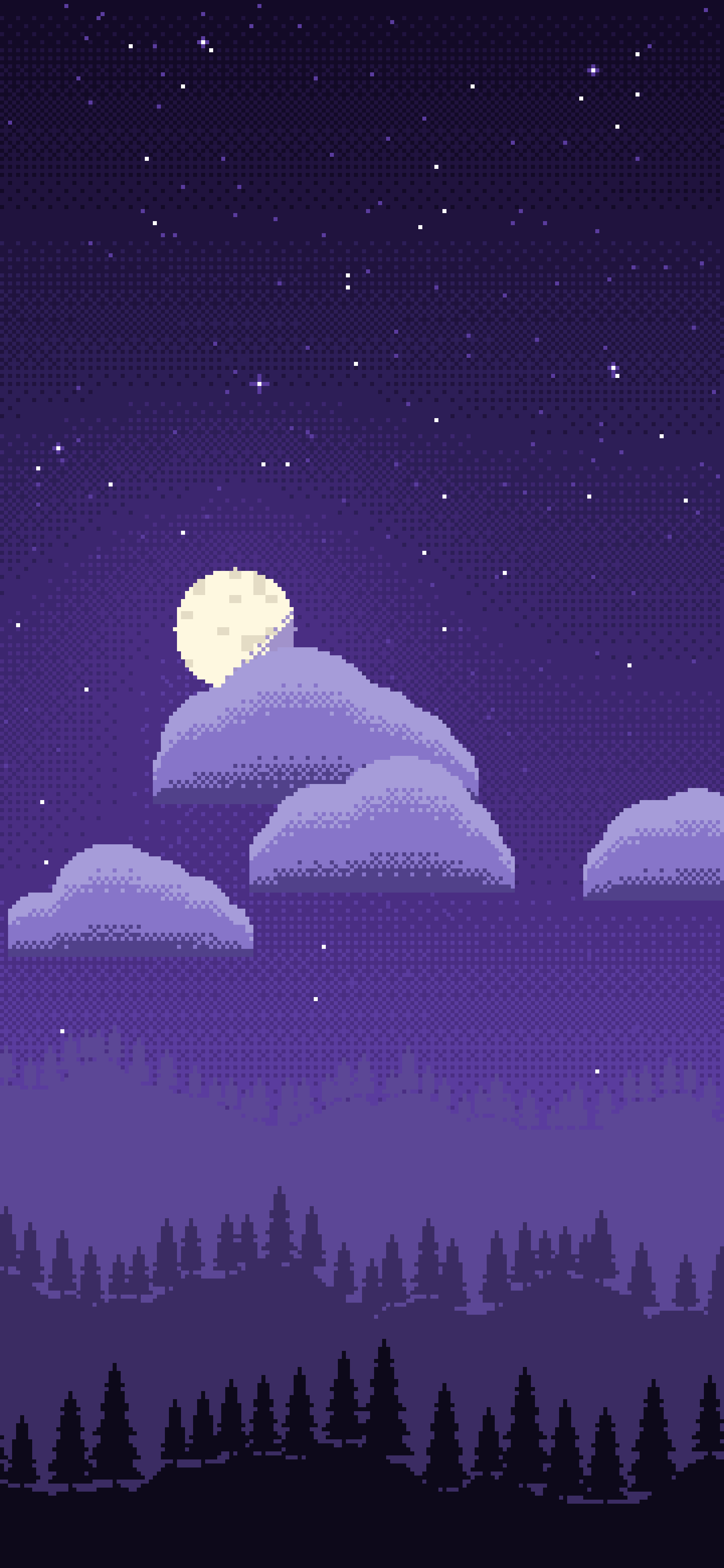 Purple Pixel Art Night Sky wallpaper for iPhone and Android