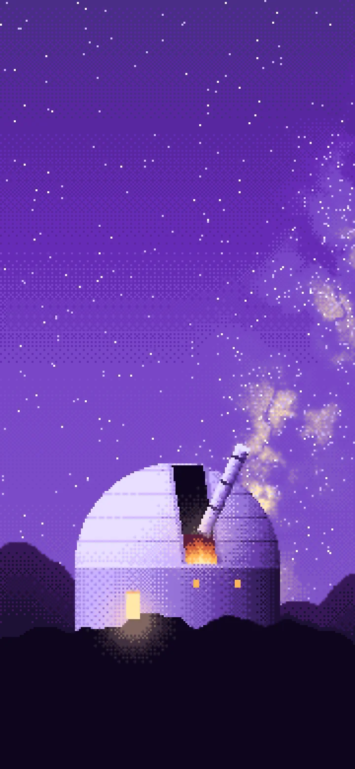 Purple Pixel Art Observatory wallpaper for iPhone and Android