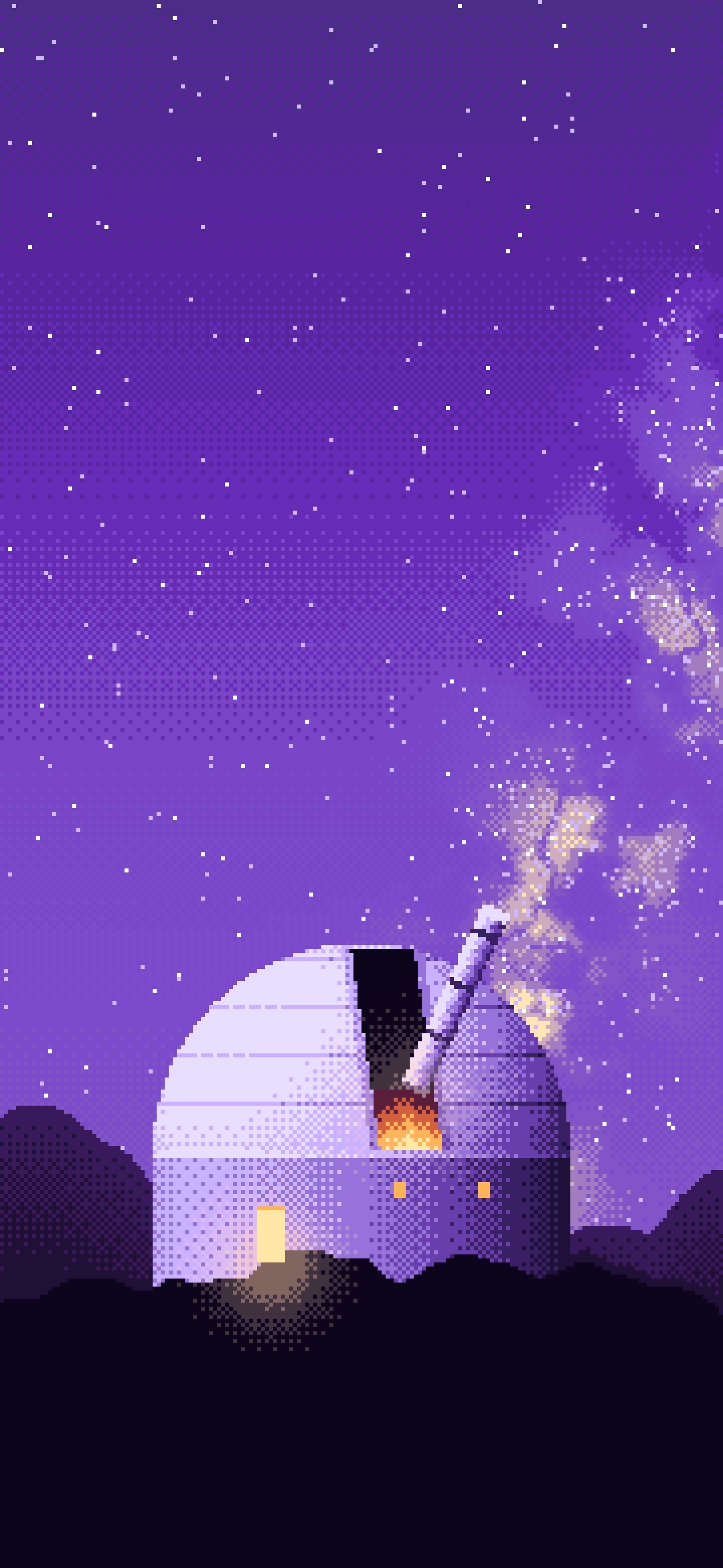 Purple Pixel Art Observatory wallpaper for iPhone and Android