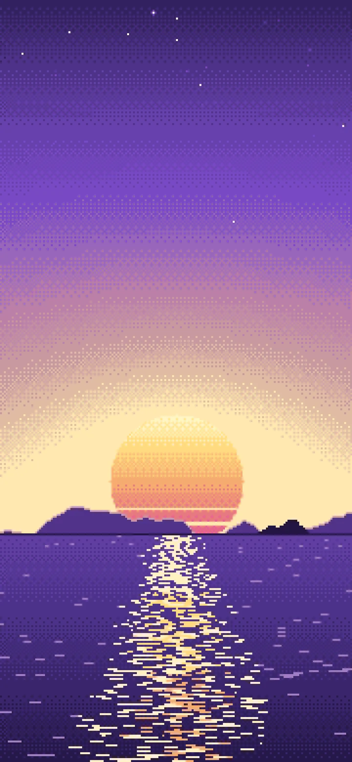 Purple Pixel Art Sunset wallpaper for iPhone and Android