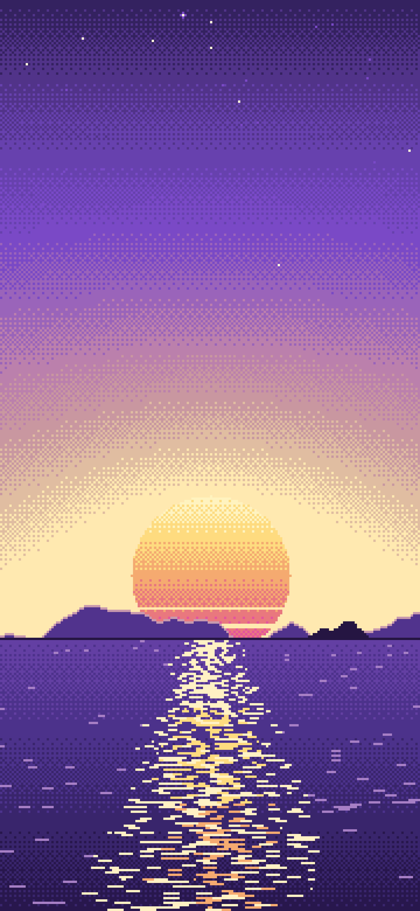 Purple Pixel Art Sunset wallpaper for iPhone and Android