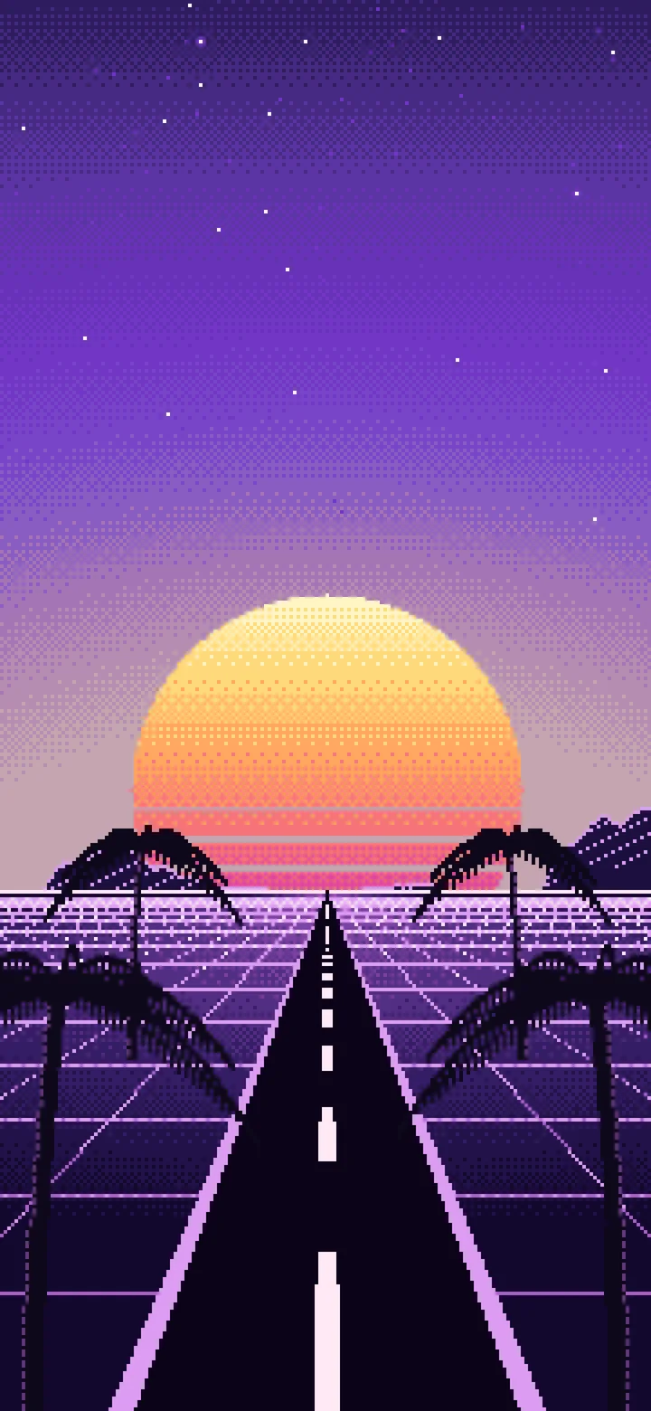 Purple Pixel Art Synthwave wallpaper for iPhone and Android