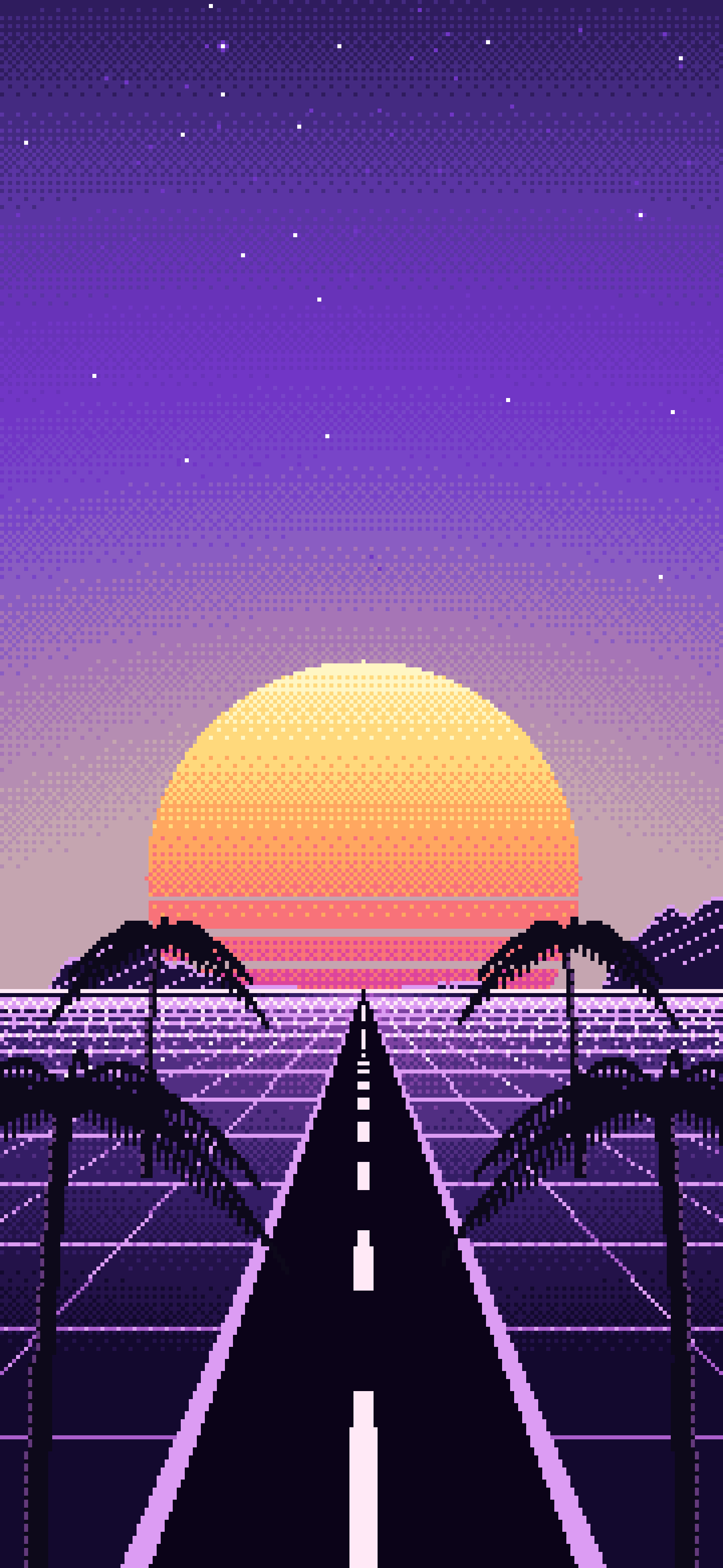 Purple Pixel Art Synthwave wallpaper for iPhone and Android