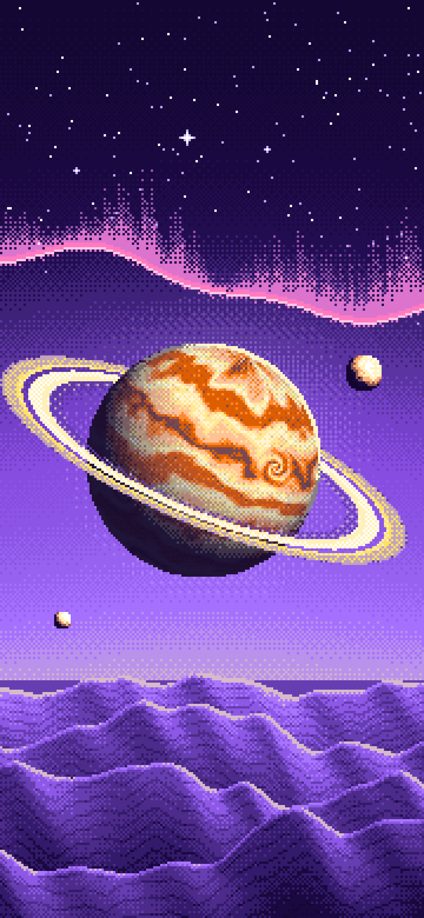 Purple Pixel Art Trippy Planet wallpaper for iPhone and Android
