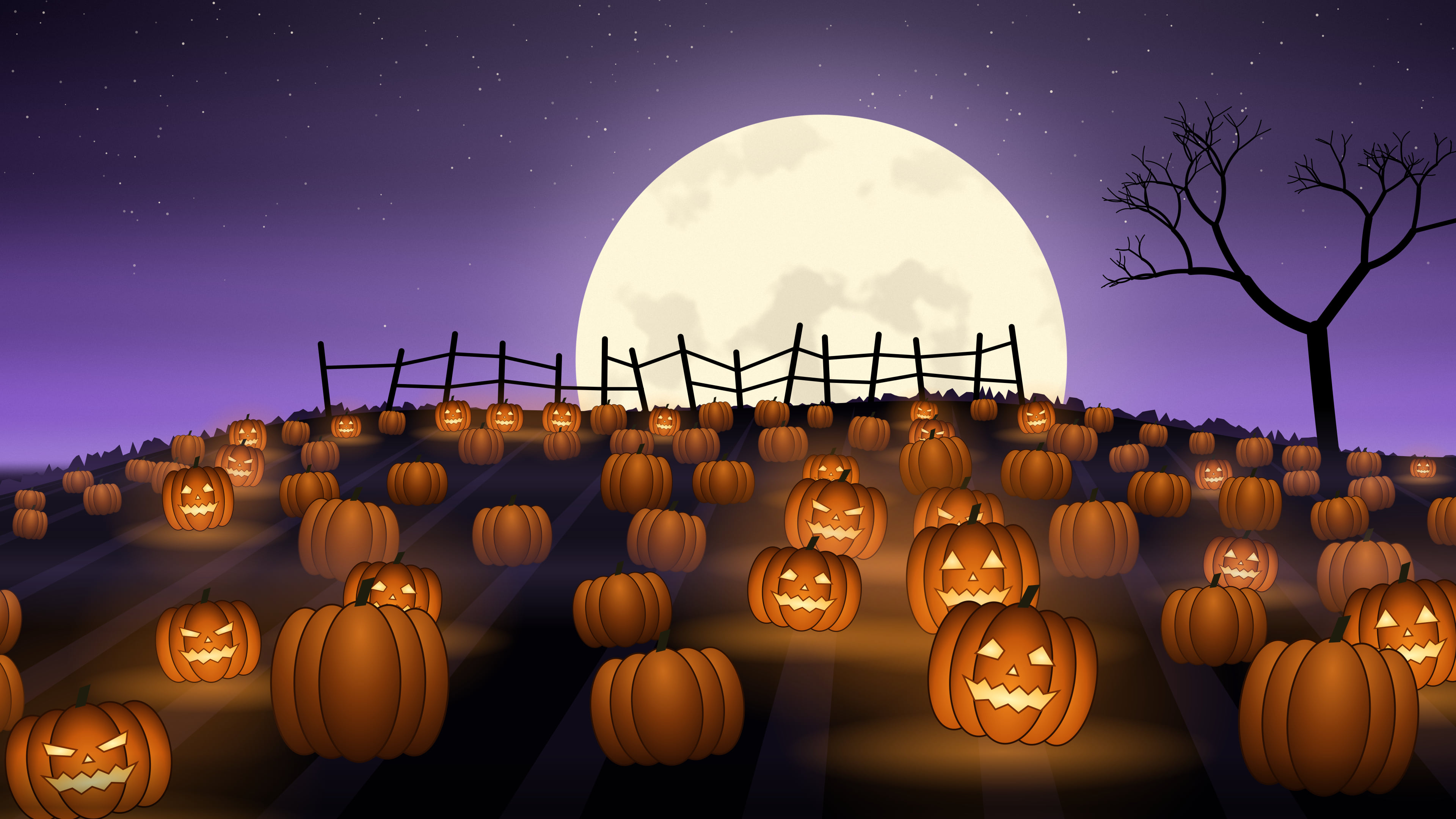 Purple Pumpkin Patch desktop wallpaper in 4K