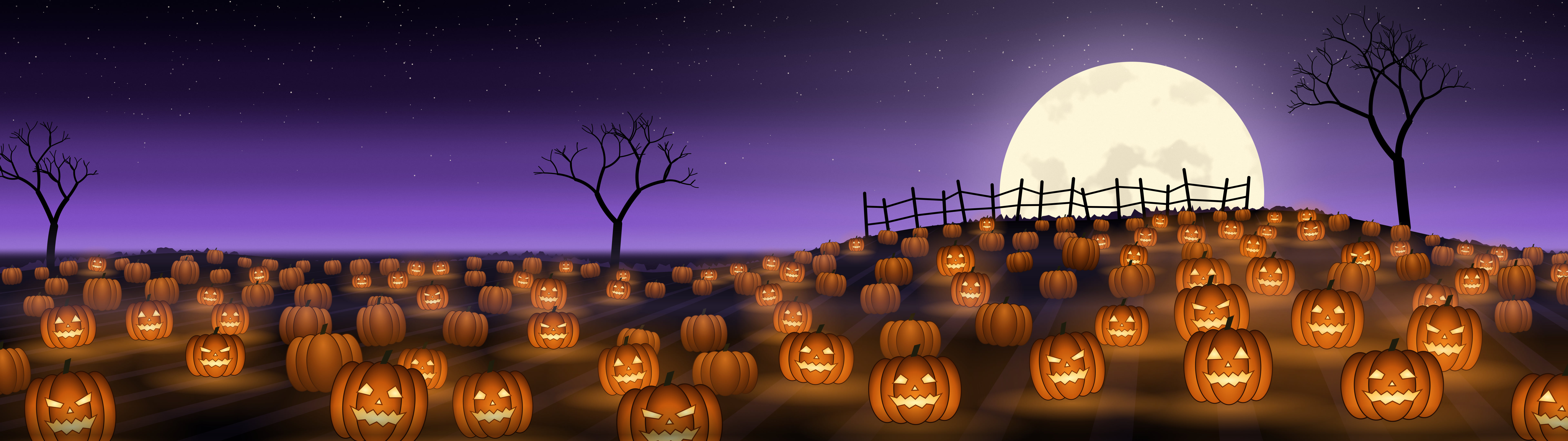 Purple Pumpkin Patch dual monitor wallpaper, 7680 × 2160