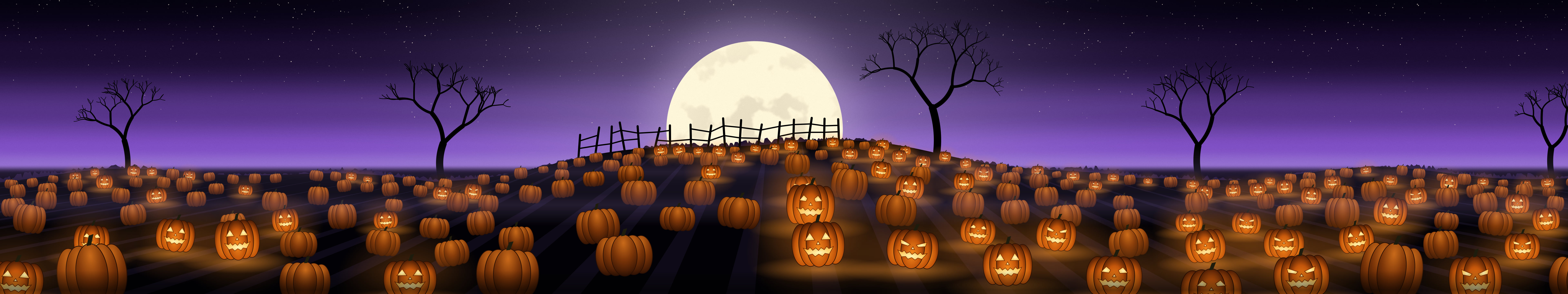 Purple Pumpkin Patch triple monitor wallpaper, 7680 × 1440