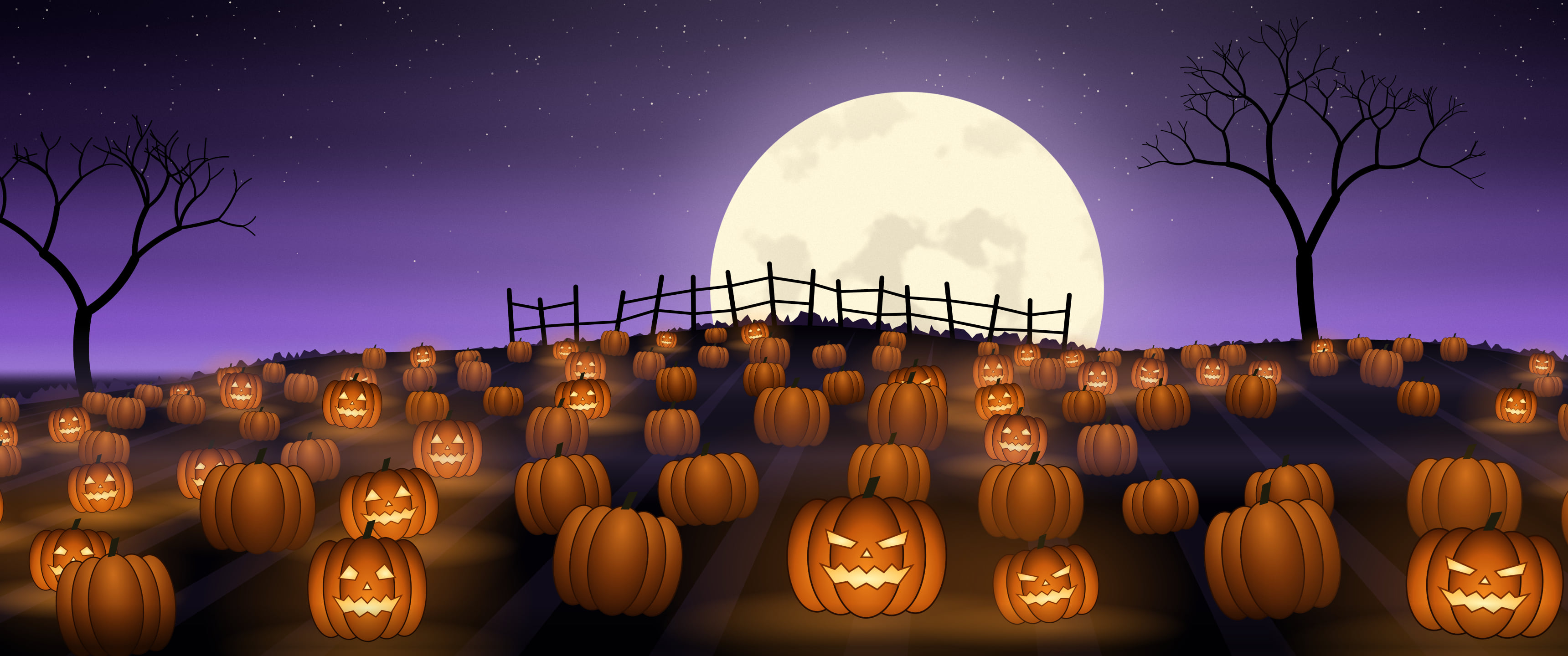 Purple Pumpkin Patch ultrawide wallpaper, 3440 × 1440