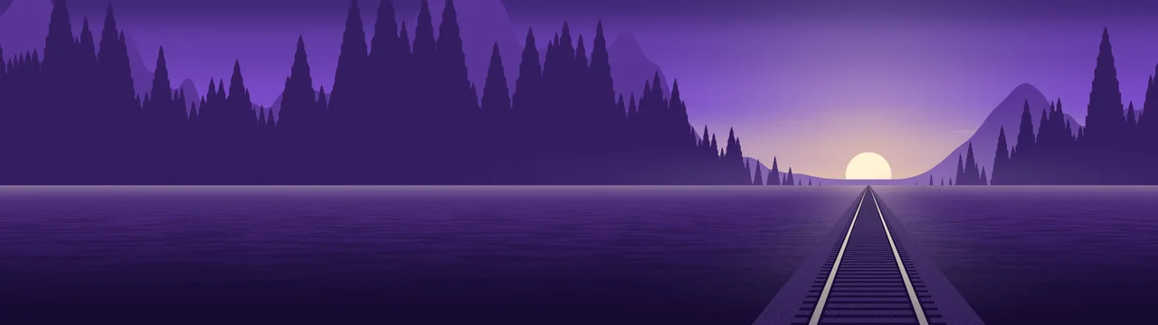 Purple Railway Tracks at Sunset dual monitor wallpaper, 7680 × 2160