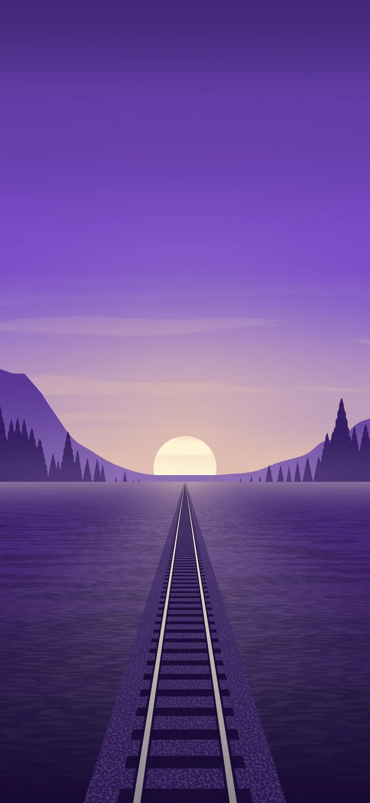 Purple Railway Tracks at Sunset wallpaper for iPhone and Android