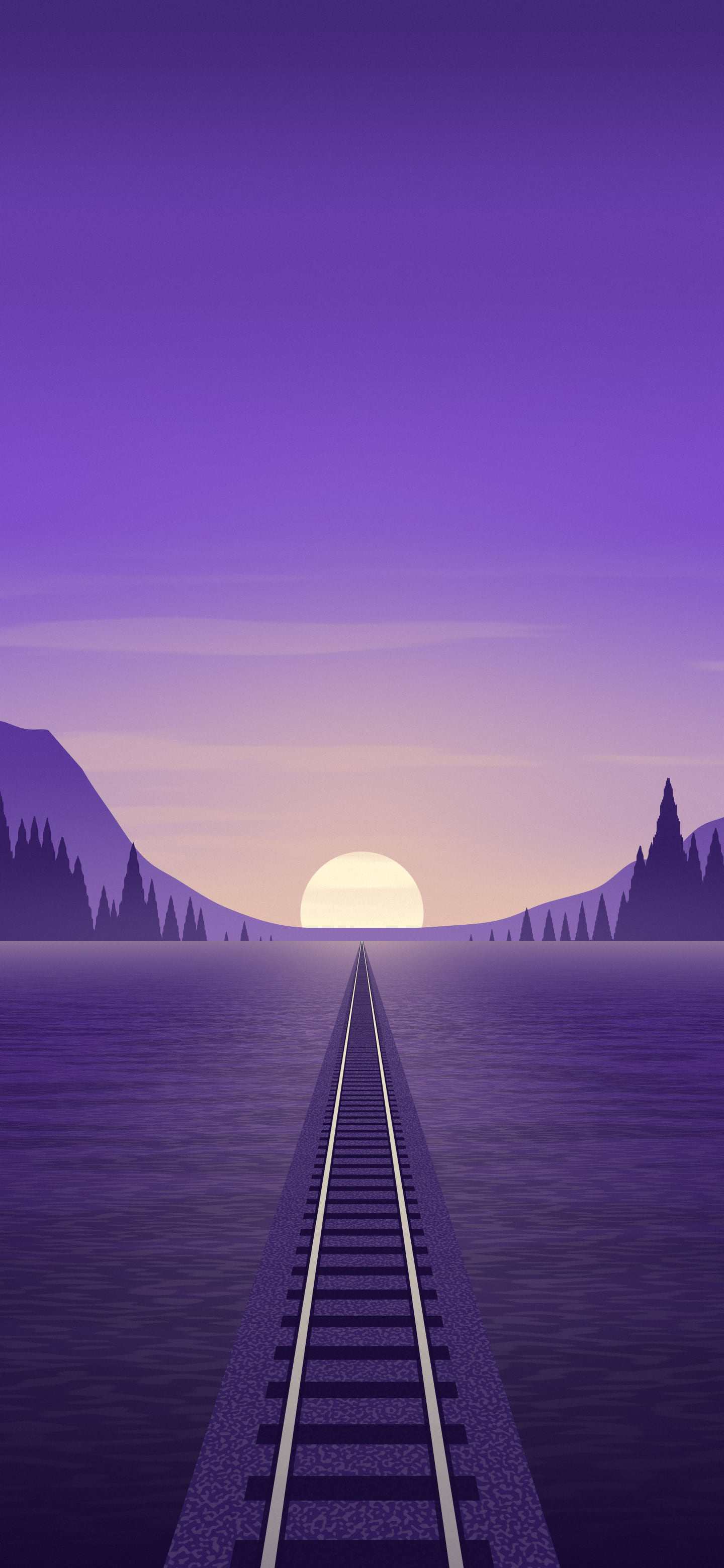 Purple Railway Tracks at Sunset wallpaper for iPhone and Android