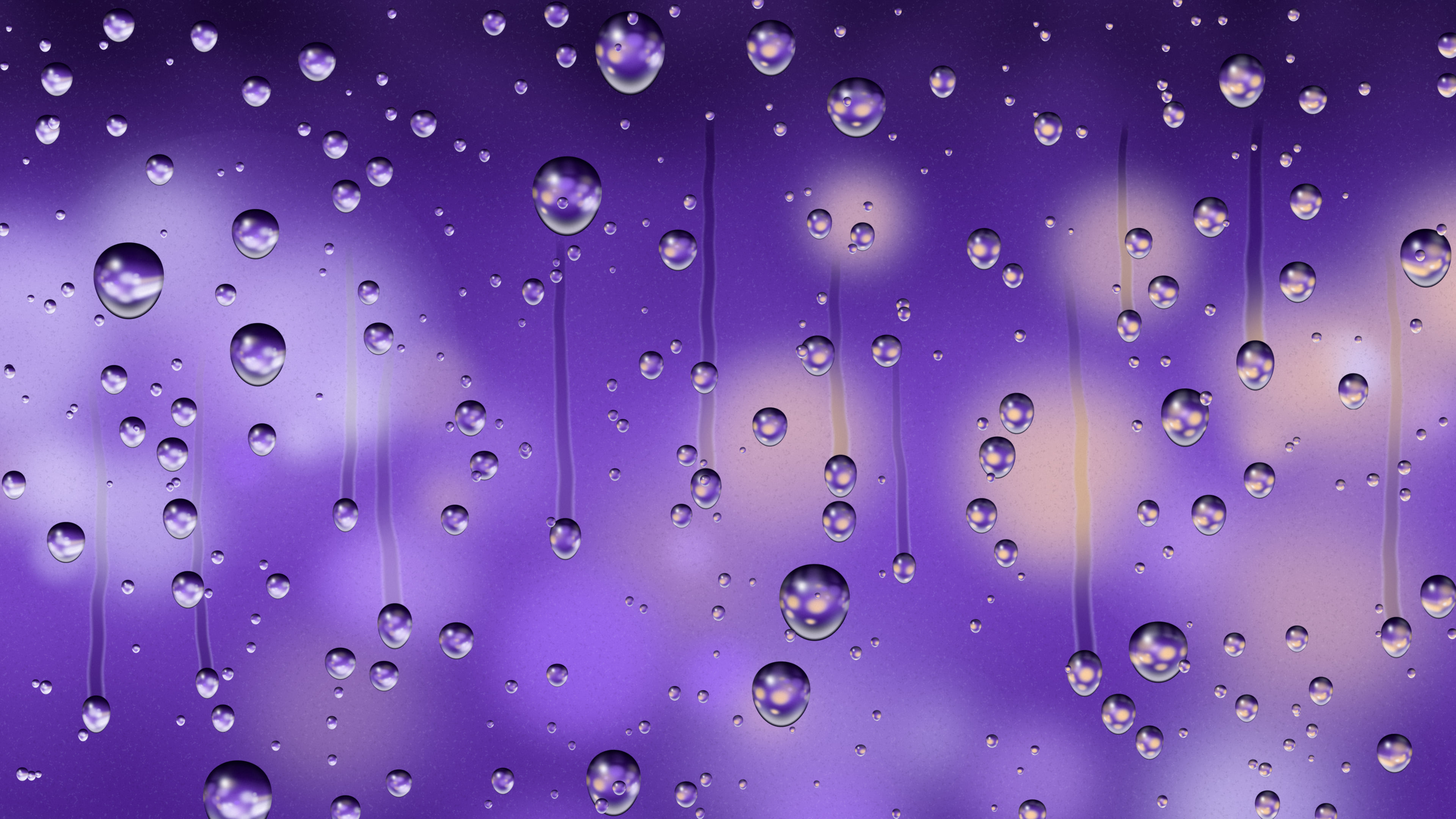 Purple Rain on a Window desktop wallpaper in 4K