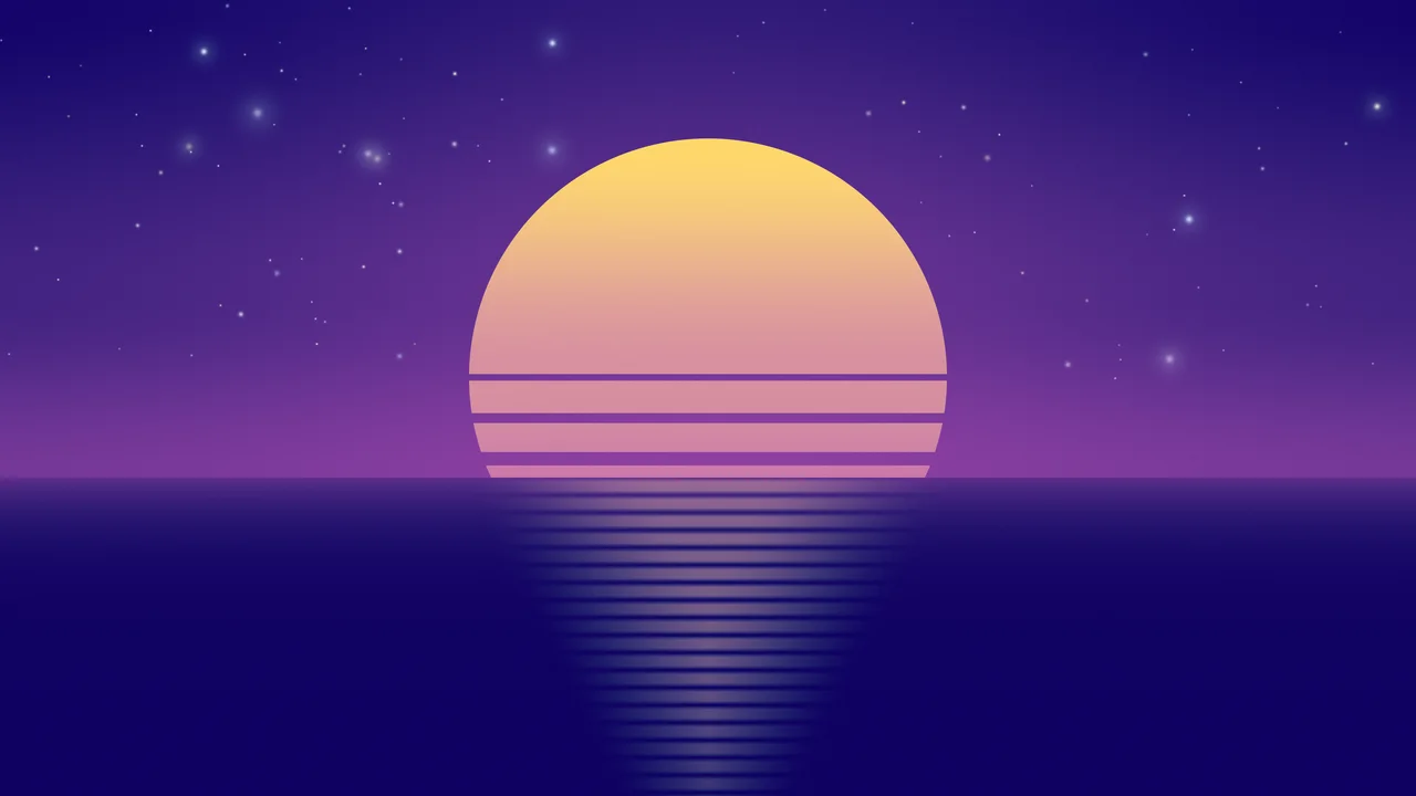 Purple Retro Striped Sun desktop wallpaper in 4K