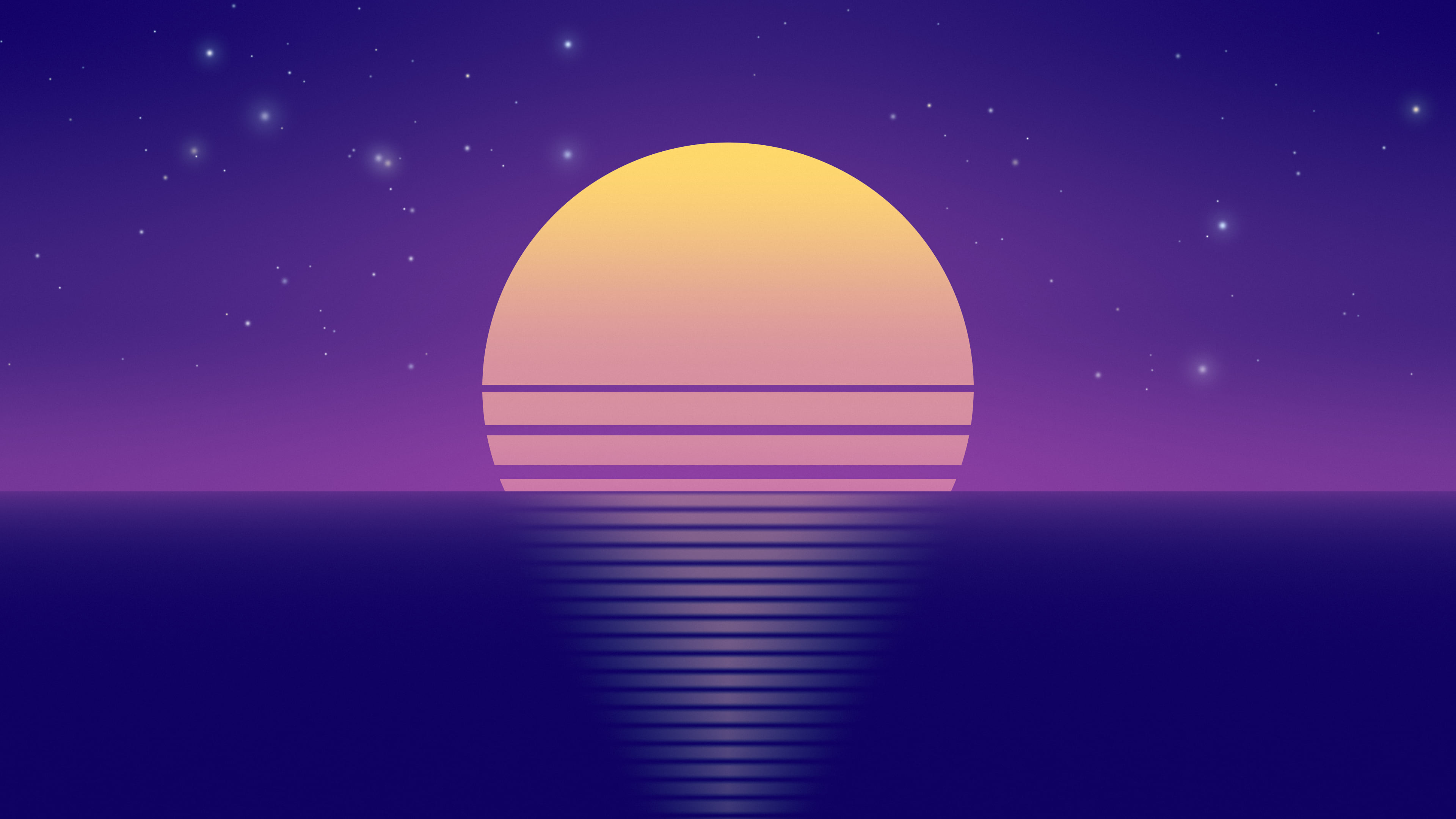 Purple Retro Striped Sun desktop wallpaper in 4K