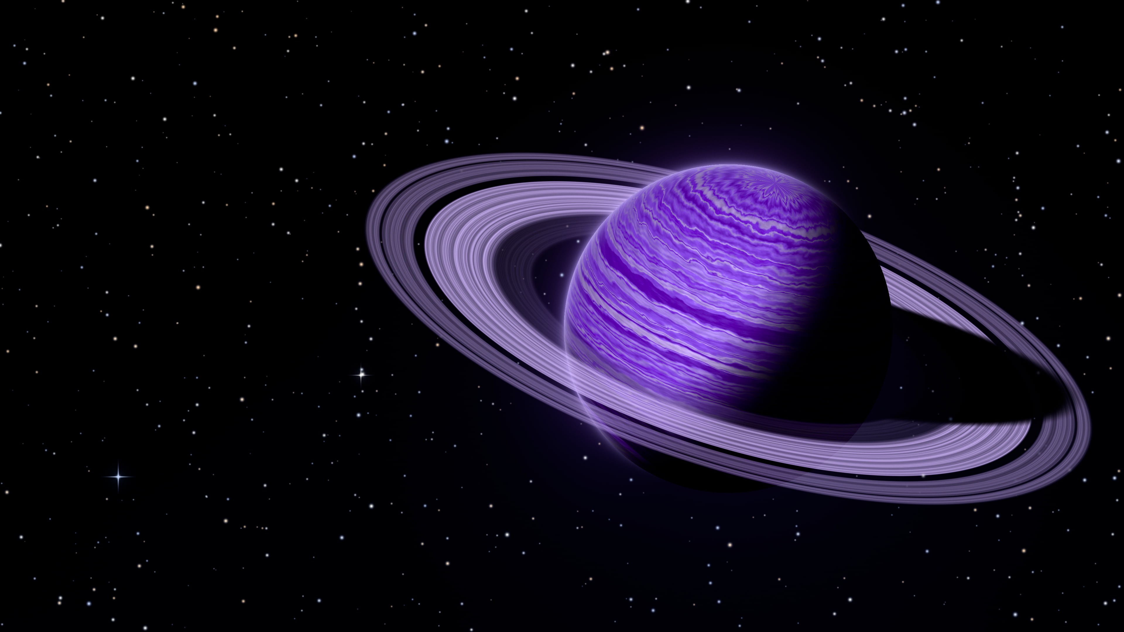 Purple Ringed Saturn desktop wallpaper in 4K