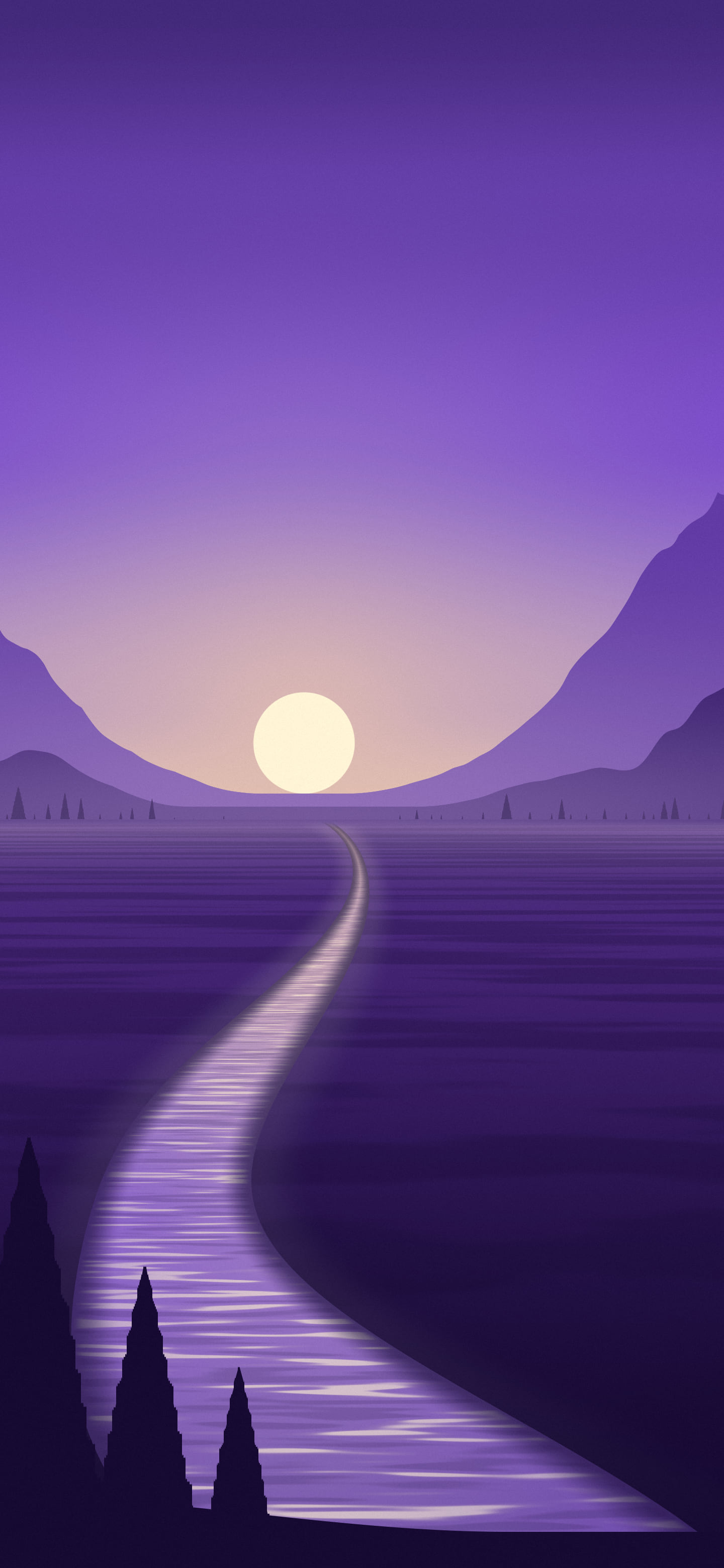 Purple River Valley at Sunset wallpaper for iPhone and Android