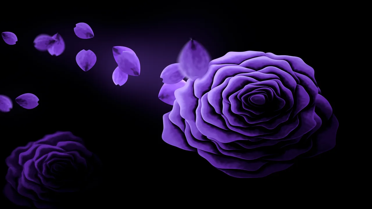 Purple Rose and Floating Petals desktop wallpaper in 4K