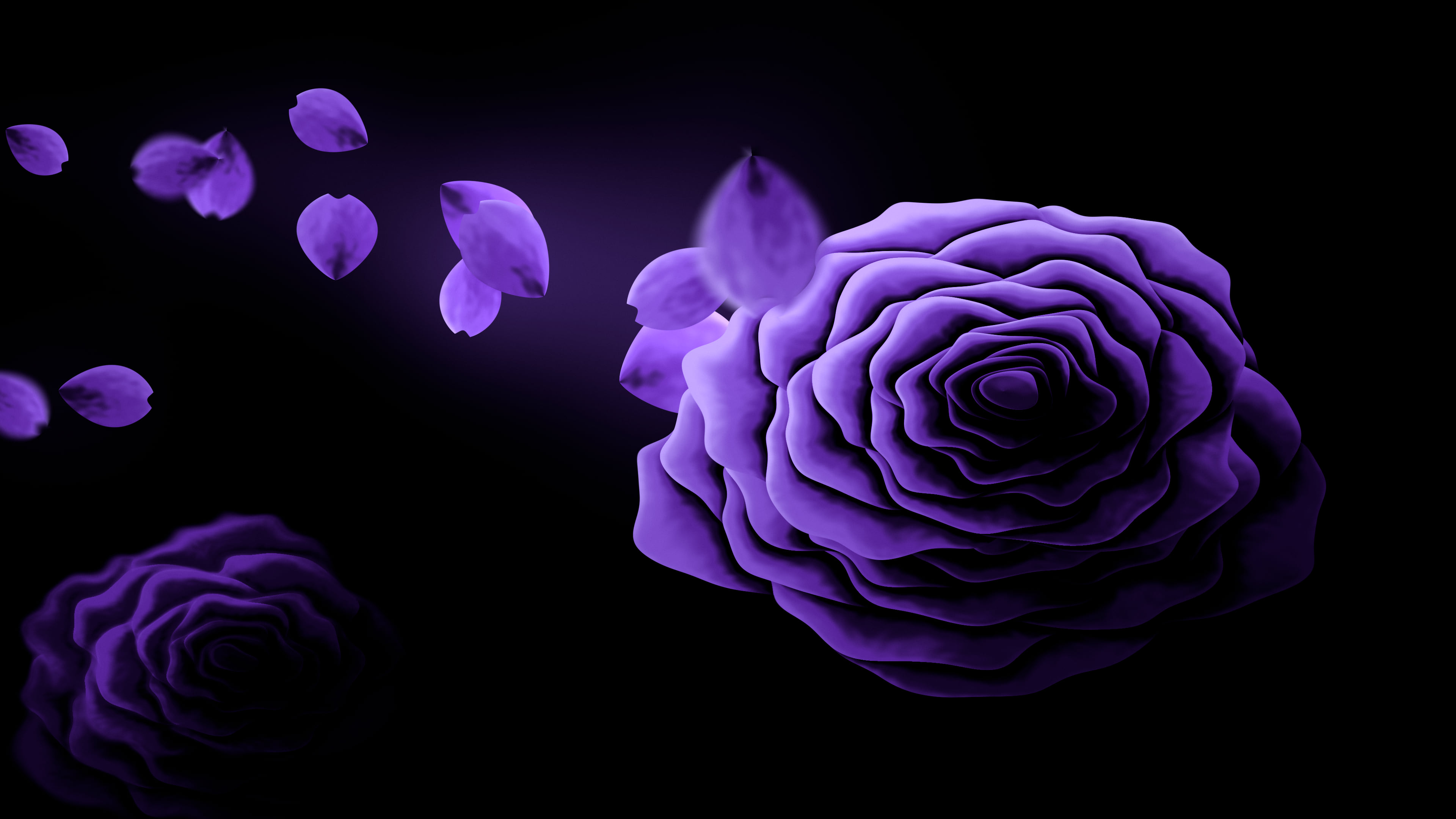 Purple Rose and Floating Petals desktop wallpaper in 4K