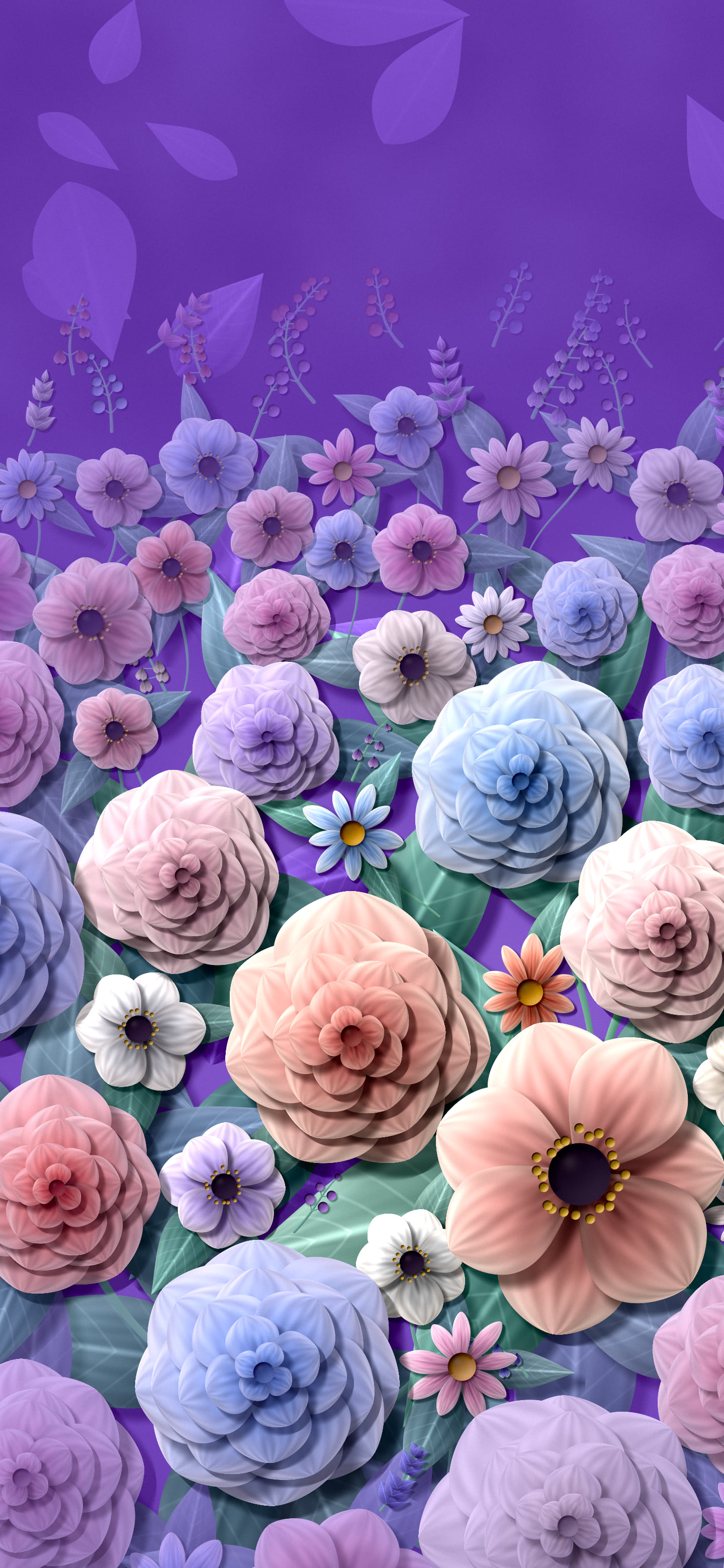 Purple Rose and Peony Floral Pattern wallpaper for iPhone and Android