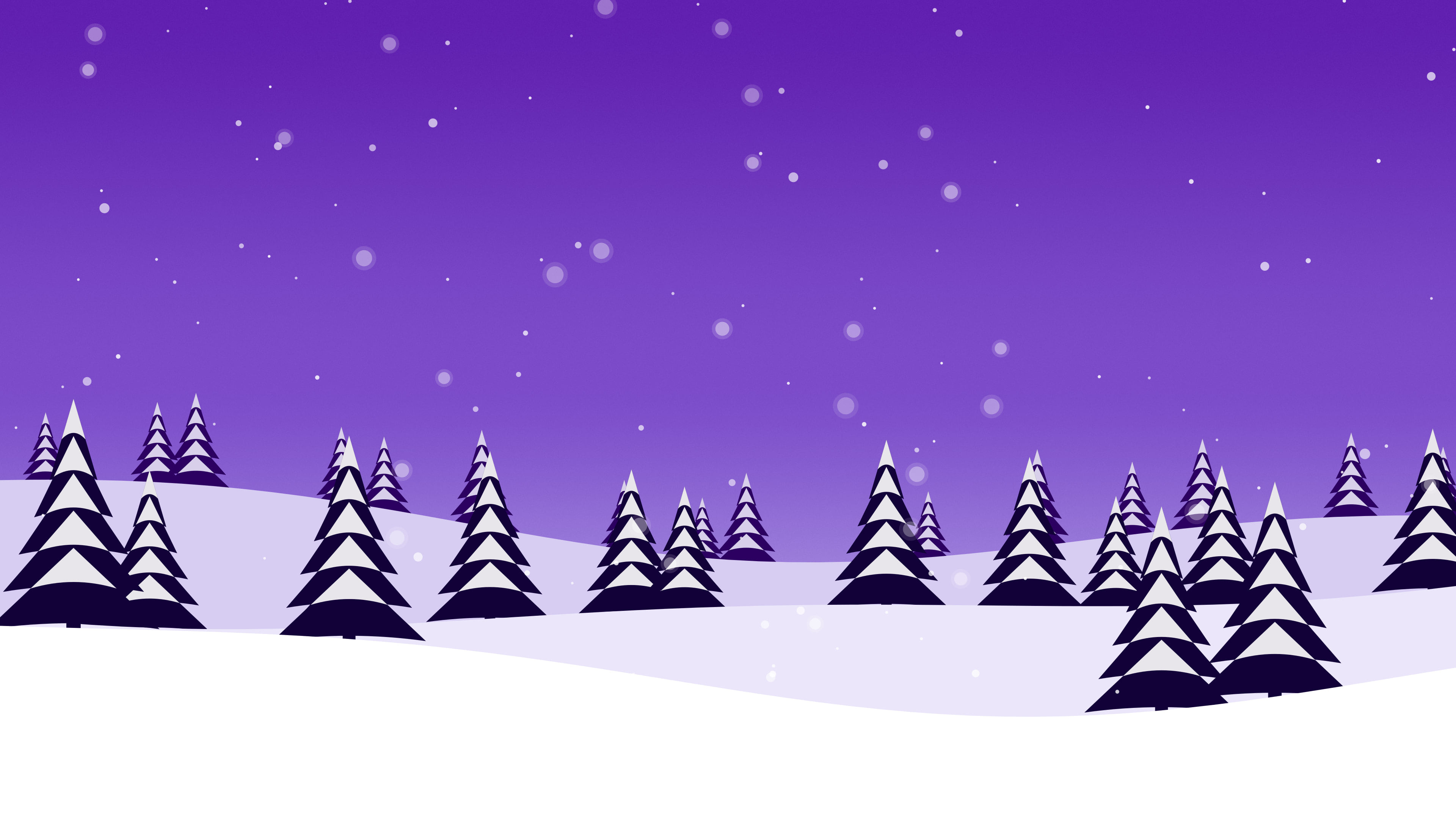 Purple Snowy Forest desktop wallpaper in 4K