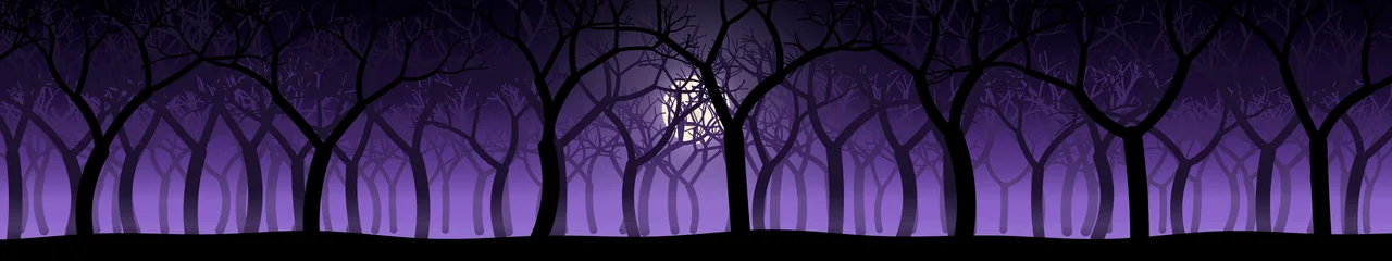 Purple Spooky Forest triple monitor wallpaper, 7680 × 1440
