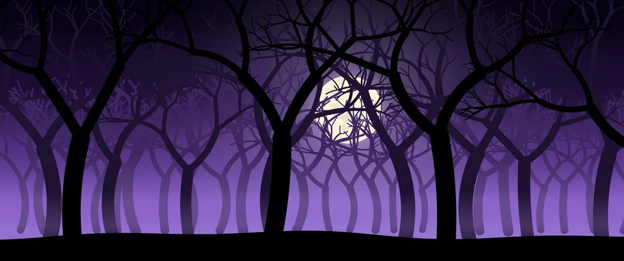 Purple Spooky Forest ultrawide wallpaper, 3440 × 1440