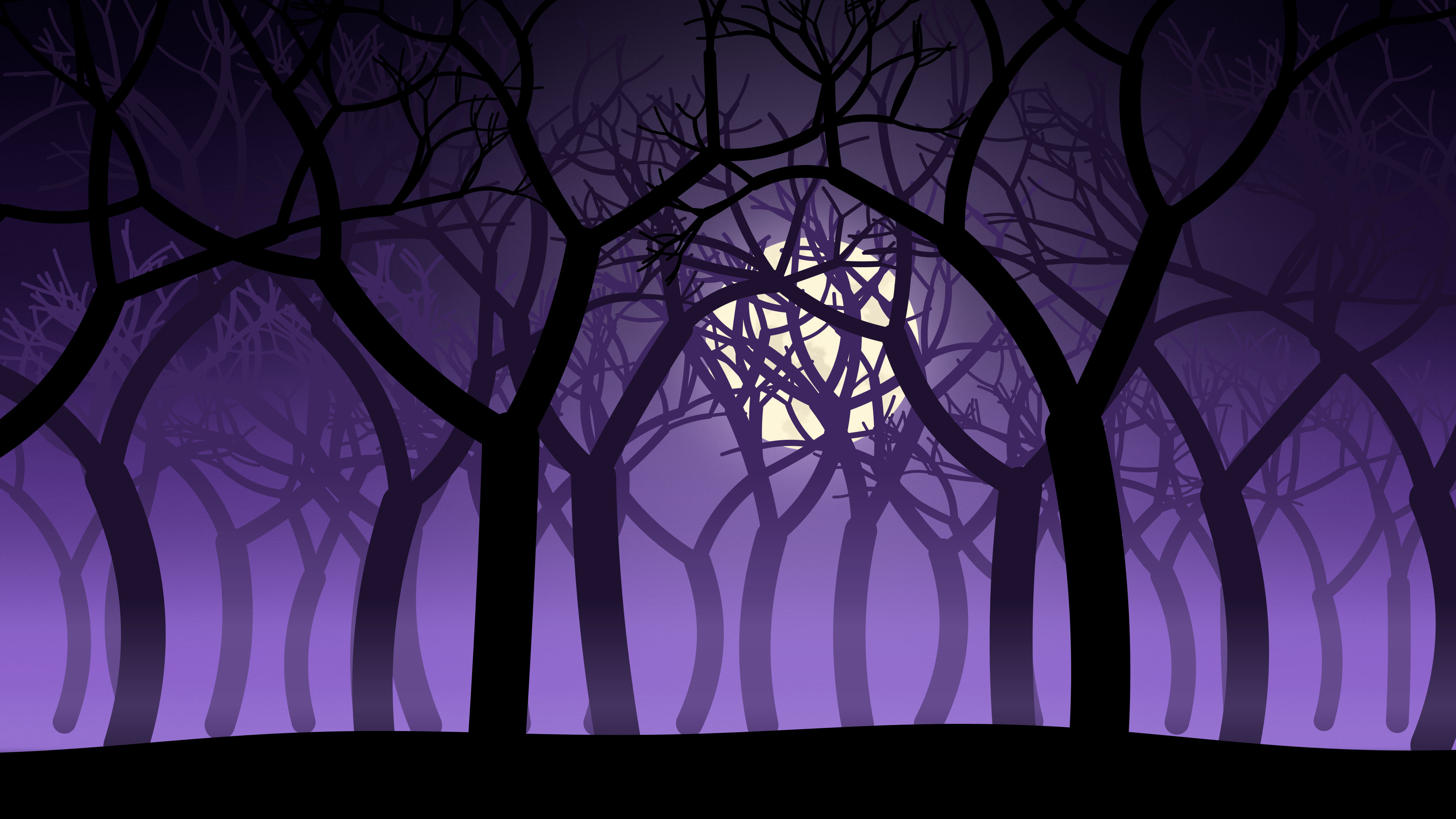Purple Spooky Forest desktop wallpaper in 4K