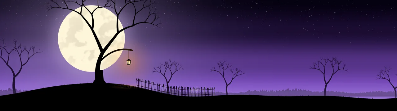 Purple Spooky Tree and Moon dual monitor wallpaper, 7680 × 2160