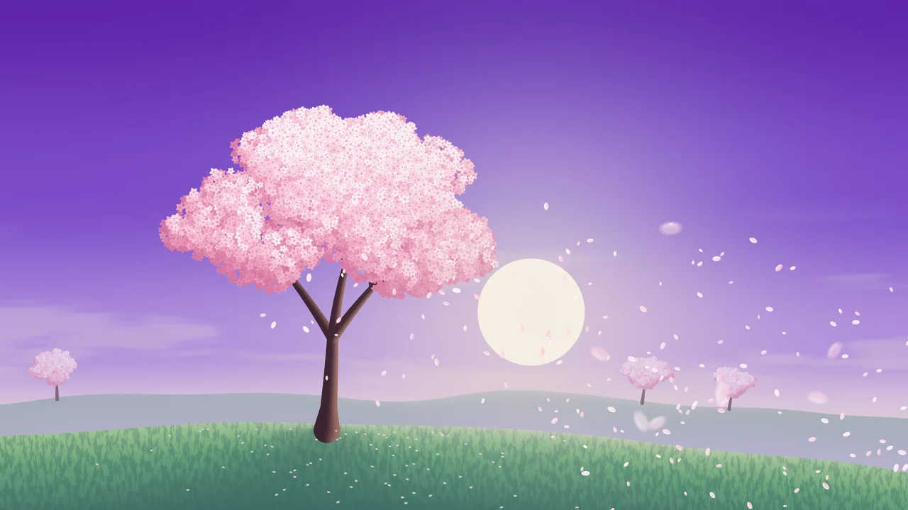 Purple Spring Blossom Tree desktop wallpaper in 4K