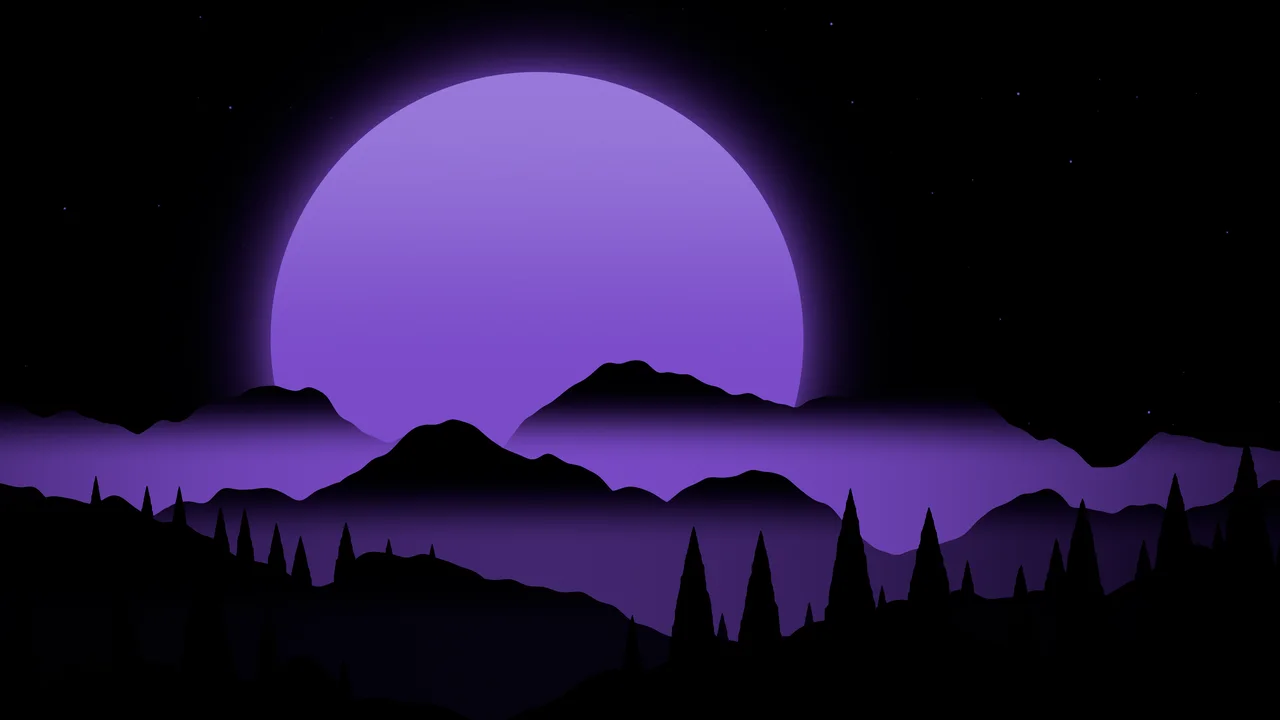 Purple Sun Over Black Mountains desktop wallpaper in 4K