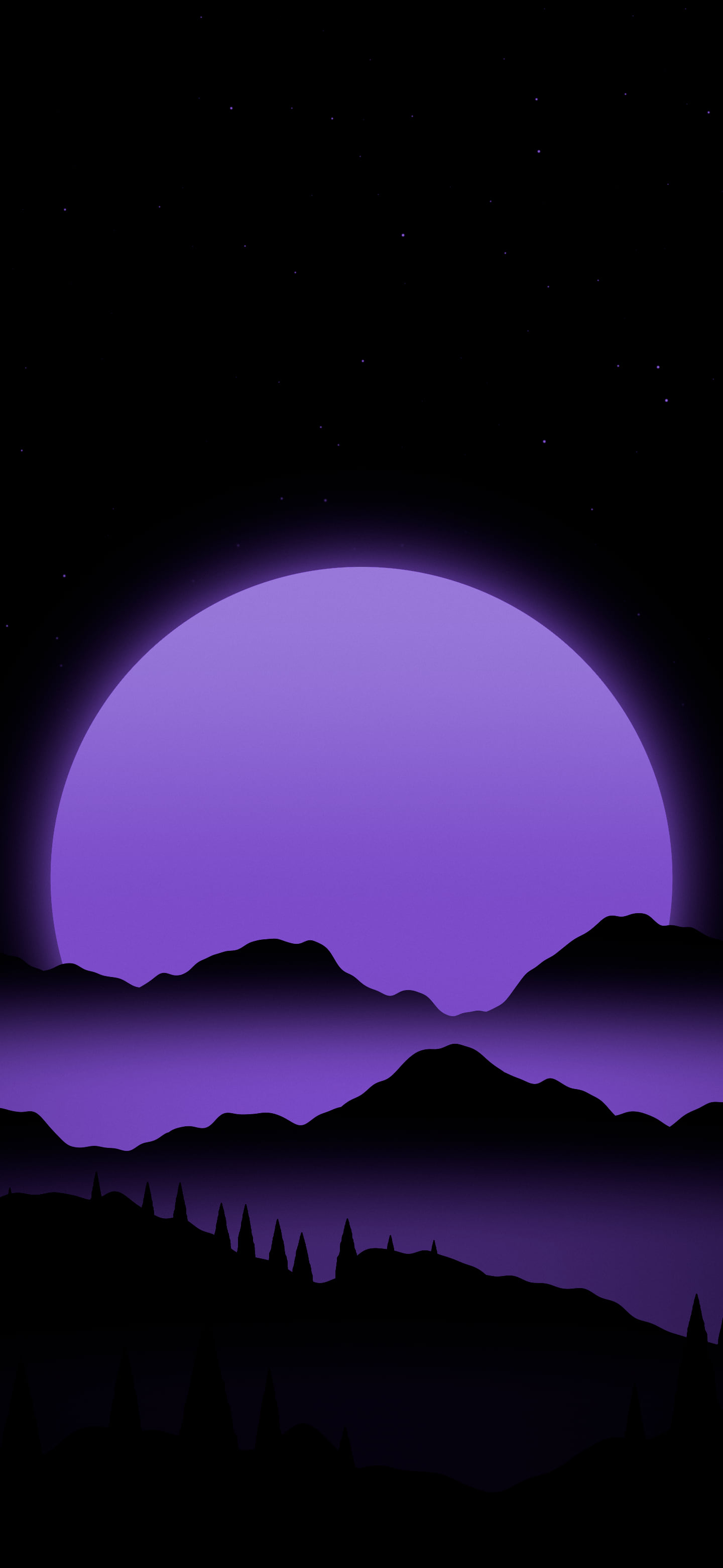 Purple Sun Over Black Mountains wallpaper for iPhone and Android