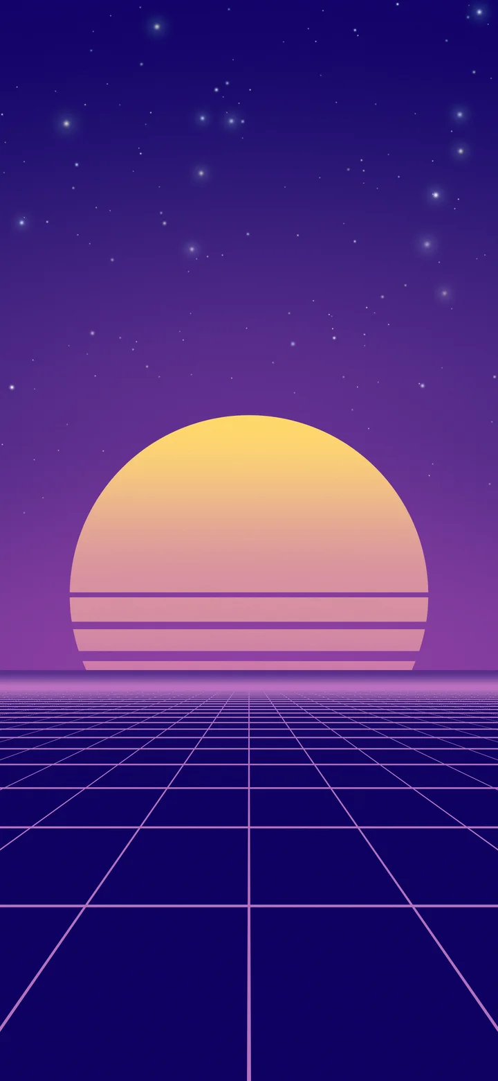 Purple Synthwave Grid Sunset wallpaper for iPhone and Android