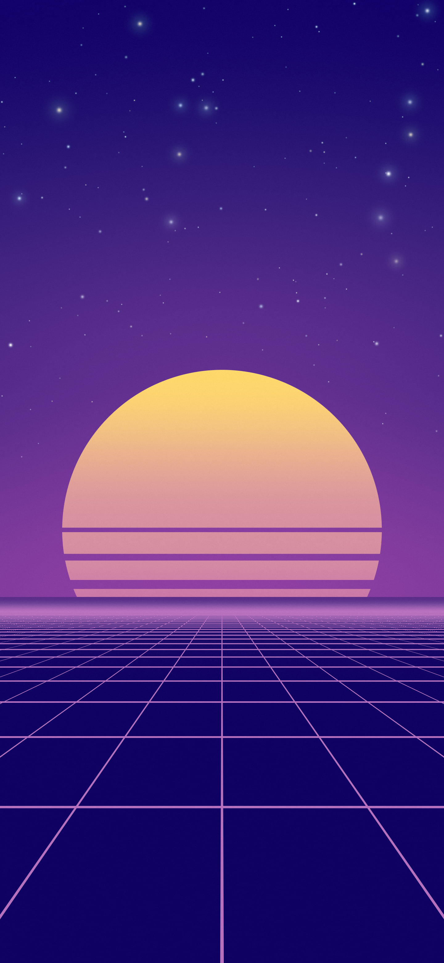 Purple Synthwave Grid Sunset wallpaper for iPhone and Android