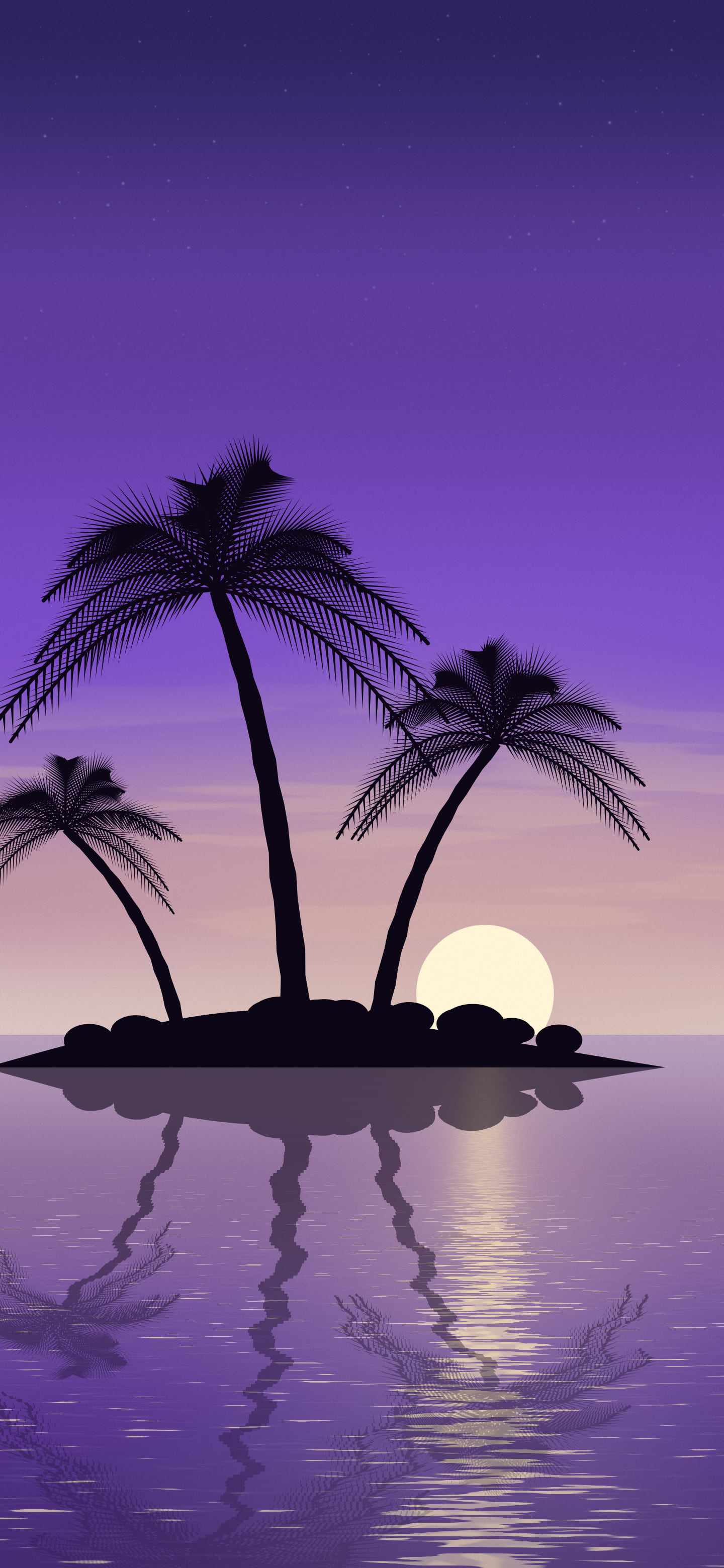Purple Tropical Island Sunset wallpaper for iPhone and Android