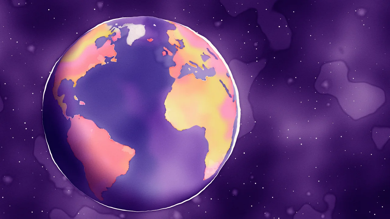 Purple Watercolor Globe desktop wallpaper in 4K