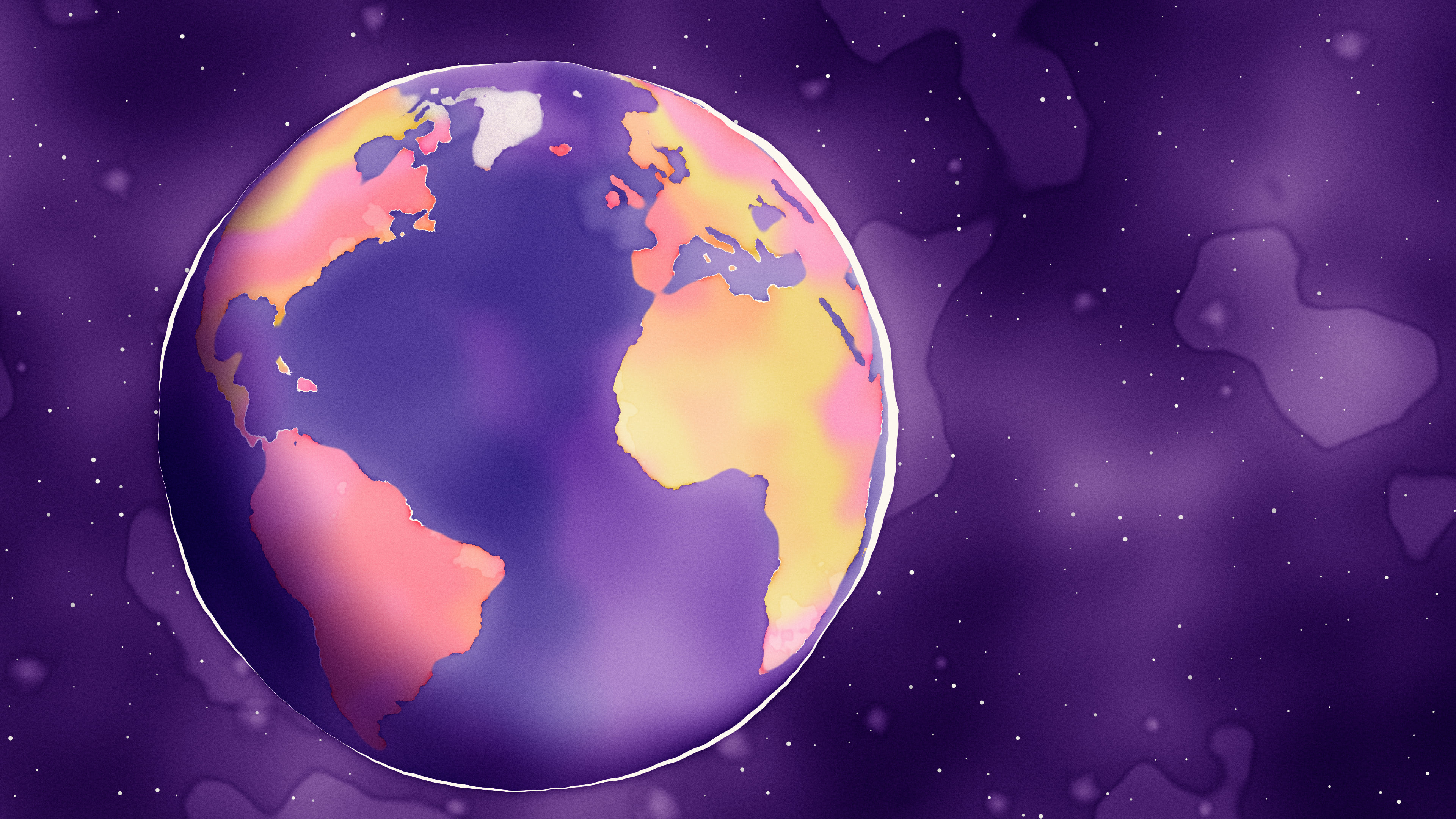 Purple Watercolor Globe desktop wallpaper in 4K