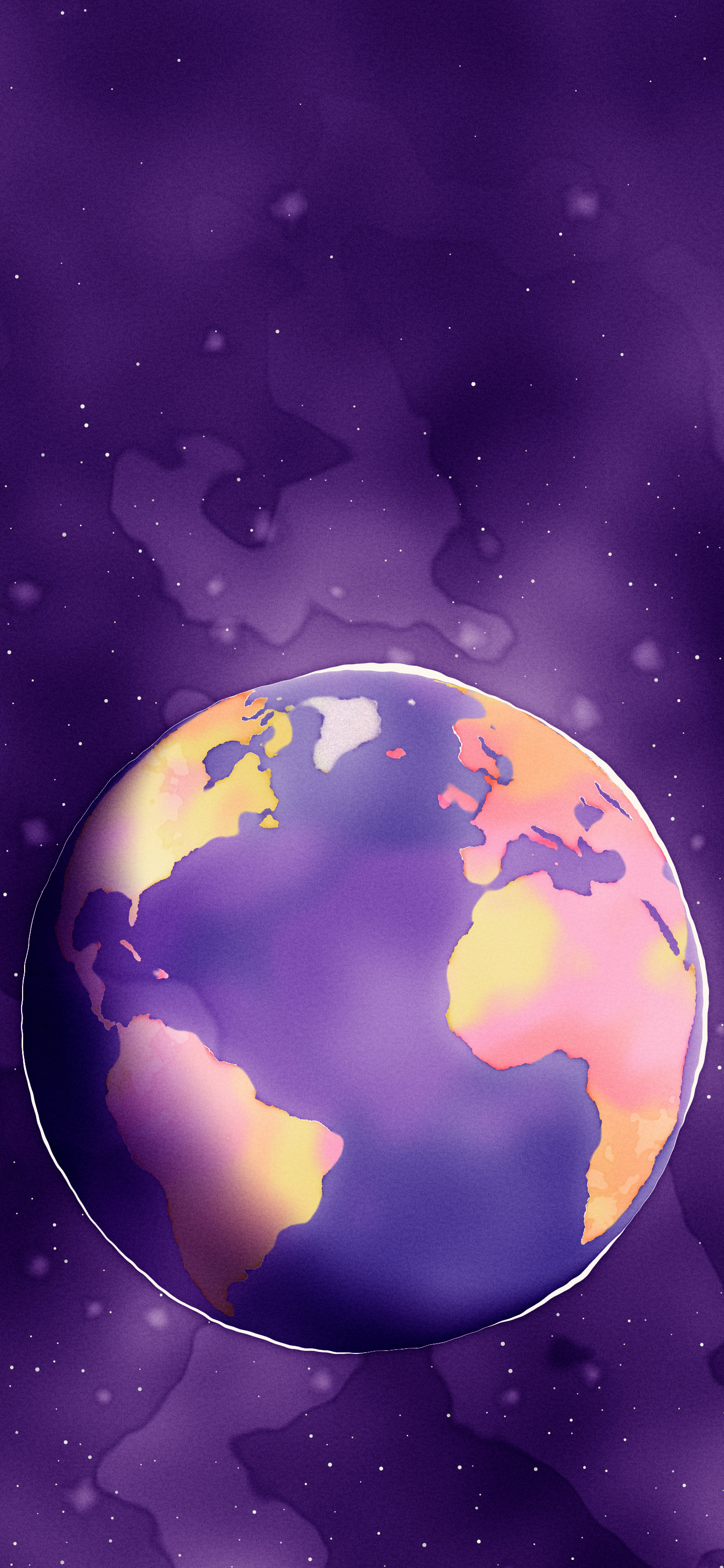 Purple Watercolor Globe wallpaper for iPhone and Android
