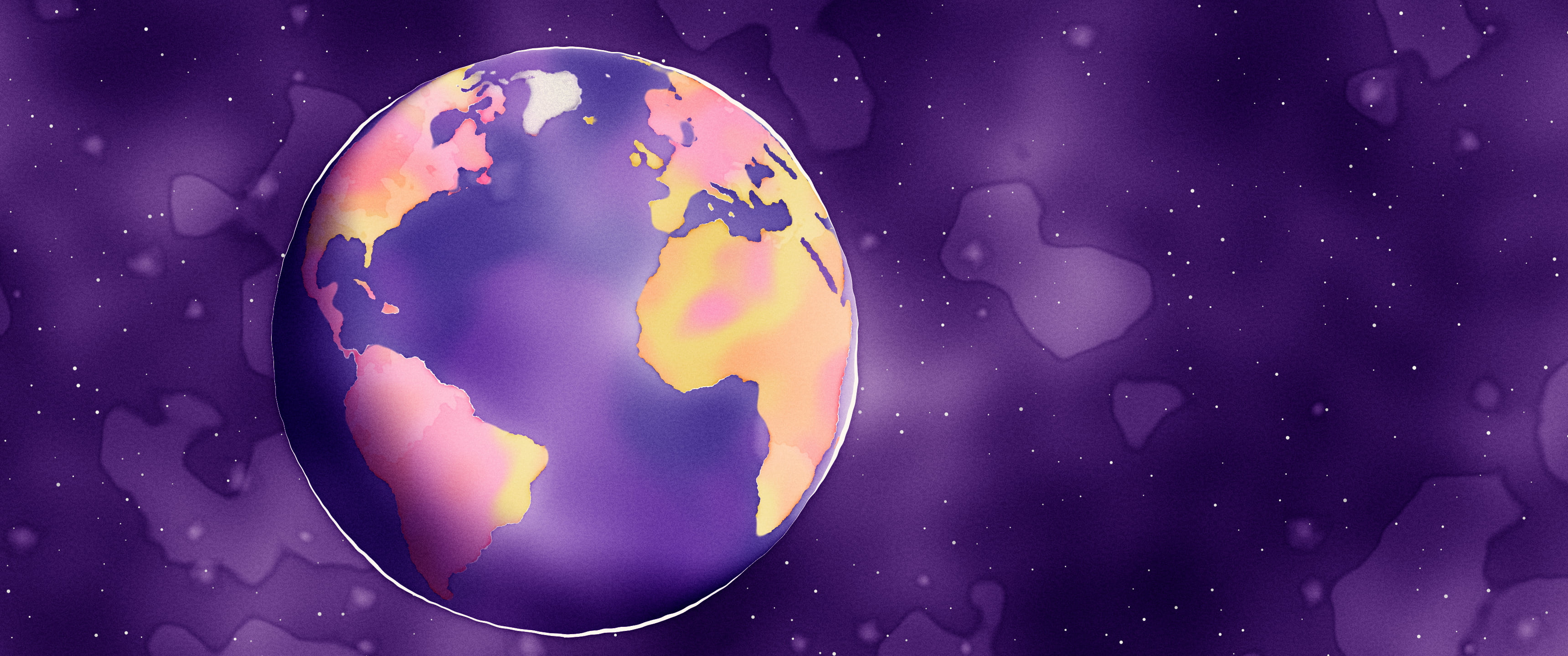 Purple Watercolor Globe ultrawide wallpaper, 3440 × 1440